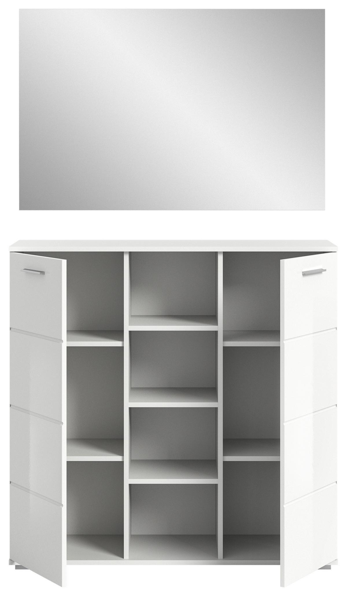 Predsoba Prego, Bela Visok Sijaj, 2-Delna - bela/visoki sijaj, Design, steklo/leseni material (110/191/37cm) - Xora