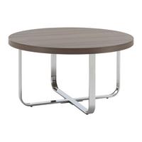 Couchtisch Carl Eichefarben MDF Rund - Chromfarben/Eichefarben, MODERN, Holz/Metall (80/80/42cm) - Bessagi Home
