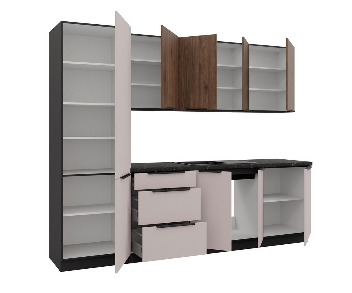 Blok Kuhinja Arona/monza - kašmir/boja orahovog drveta, Moderno, metal/pločasti materijal (260/210/60cm) - Modern Living