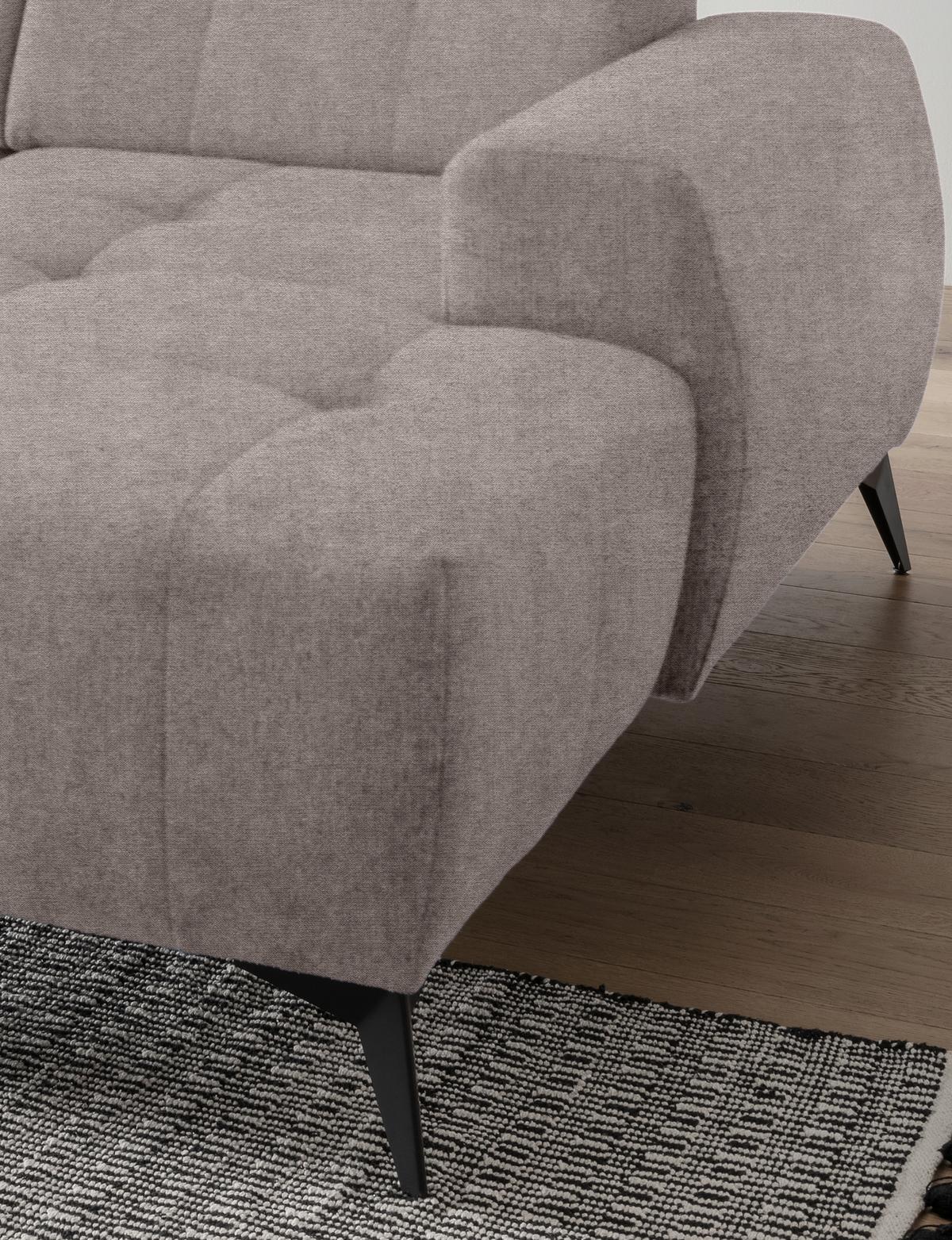 WOHNLANDSCHAFT SANO - Taupe/Schwarz, MODERN, Textil/Metall (200/337/180cm) - Livetastic