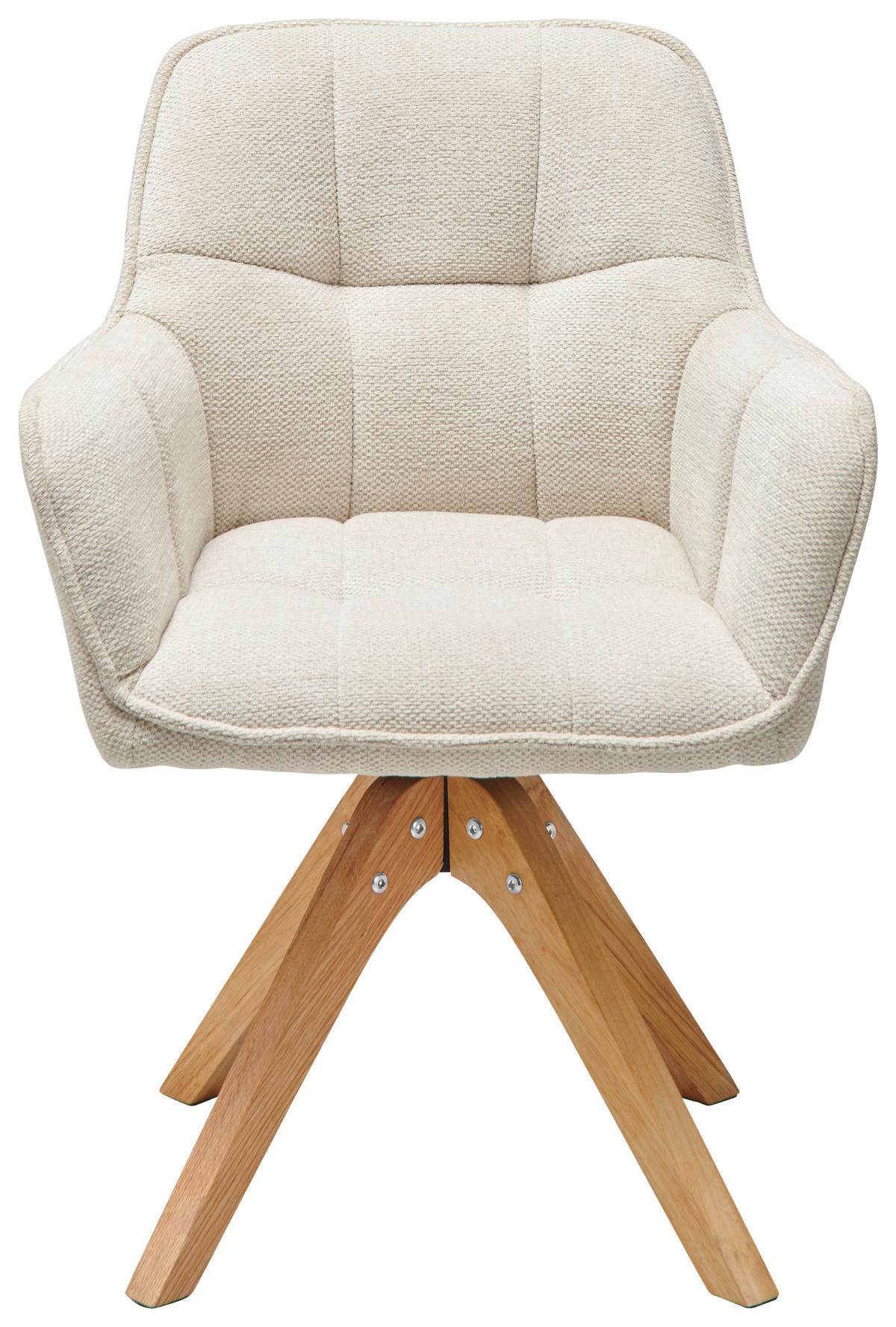 KRZESŁO Z PODŁOKIETNIKAMI KERRY - beżowy/kolor dębowy, Lifestyle, drewno/tkanina (61/85/63cm) - MID.YOU