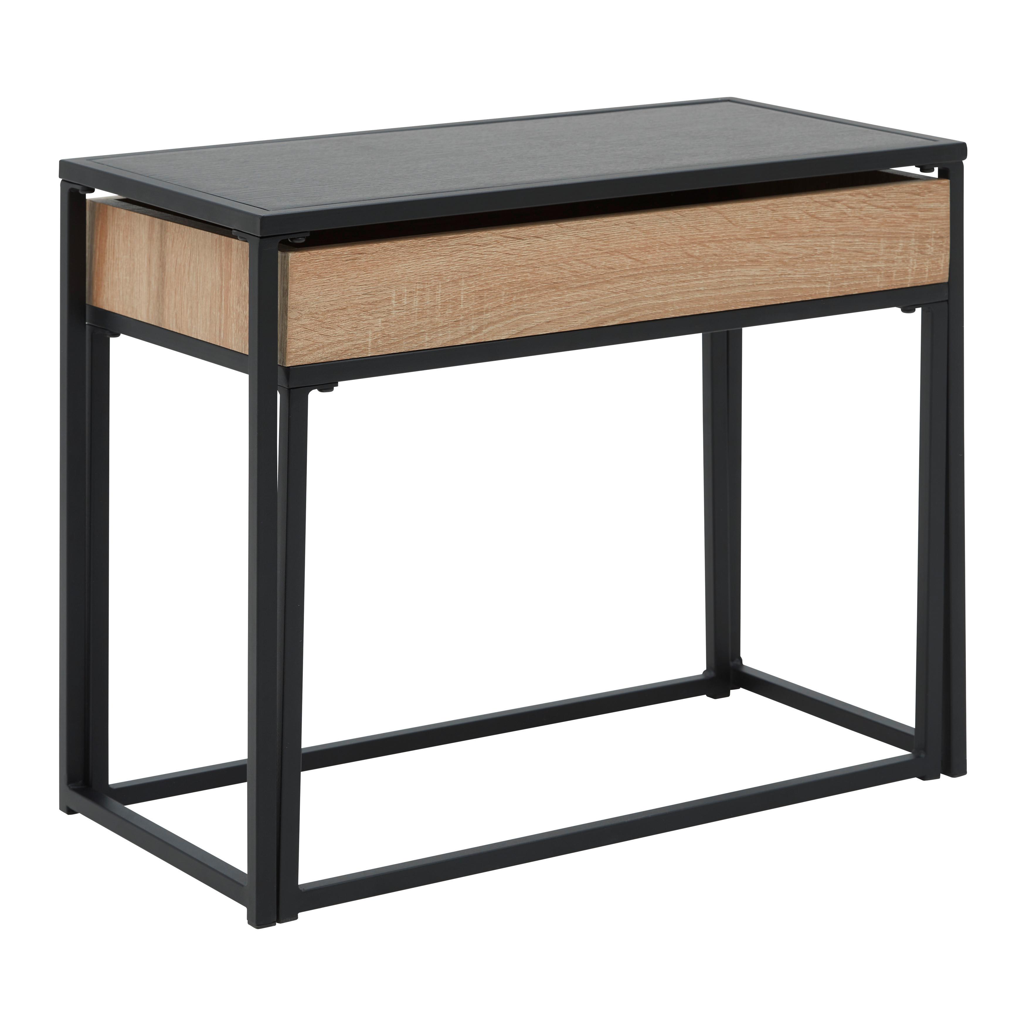 Couchtisch Ani Schwarz/ Eichefarben MDF mit Stauraum - Eichefarben/Schwarz, MODERN, Holzwerkstoff/Metall (60/30/48cm) - Bessagi Home