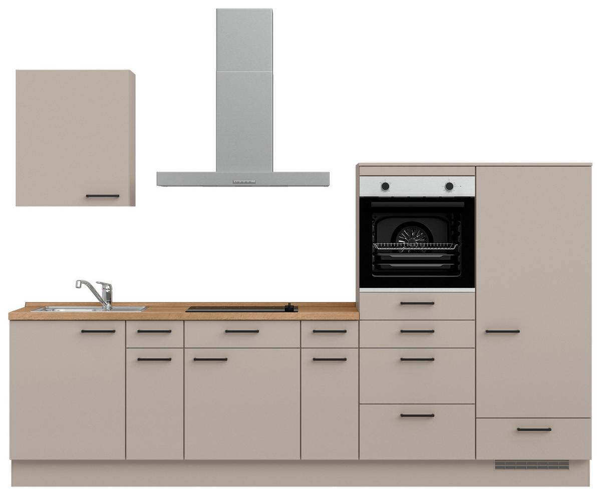Küchenleerblock Easytouch Low o. Geräte Sandfarben - Sandfarben/Eichefarben, MODERN, Holzwerkstoff/Metall (300cm) - Nobilia