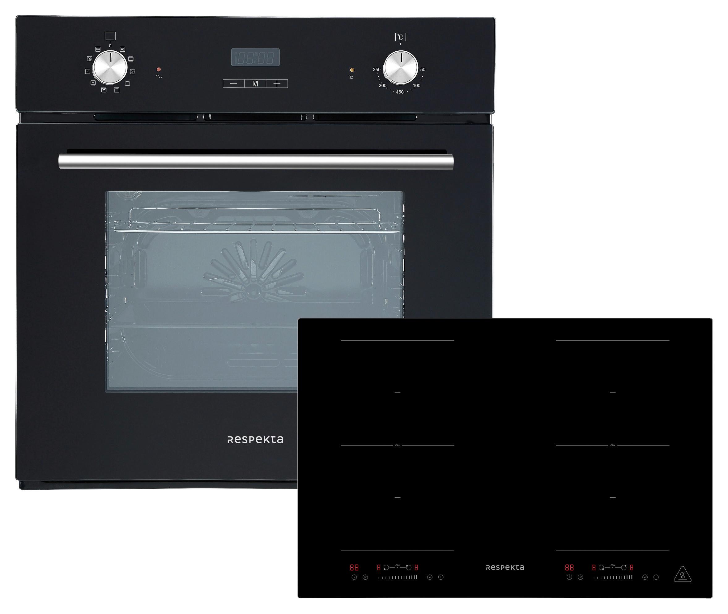 Backofenset ASET6008800l ca. 59,5/59/55 cm Schwarz - Schwarz, Trend, Glas/Metall (59,5/59/55cm) - Respekta