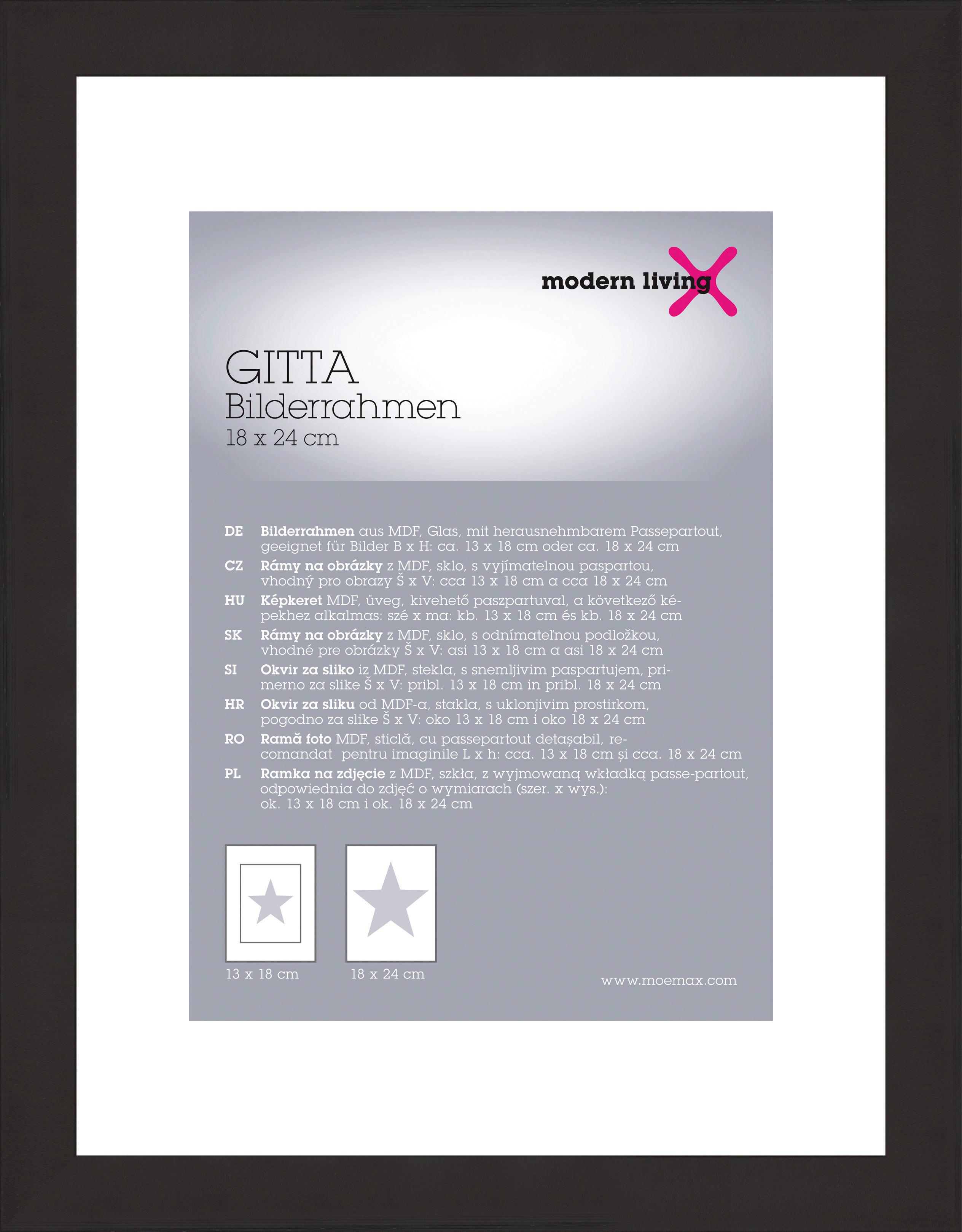 Bilderrahmen Gitta Schwarz ca. 18x24cm - Schwarz, Modern, Glas/Holzwerkstoff (18/24cm) - Modern Living