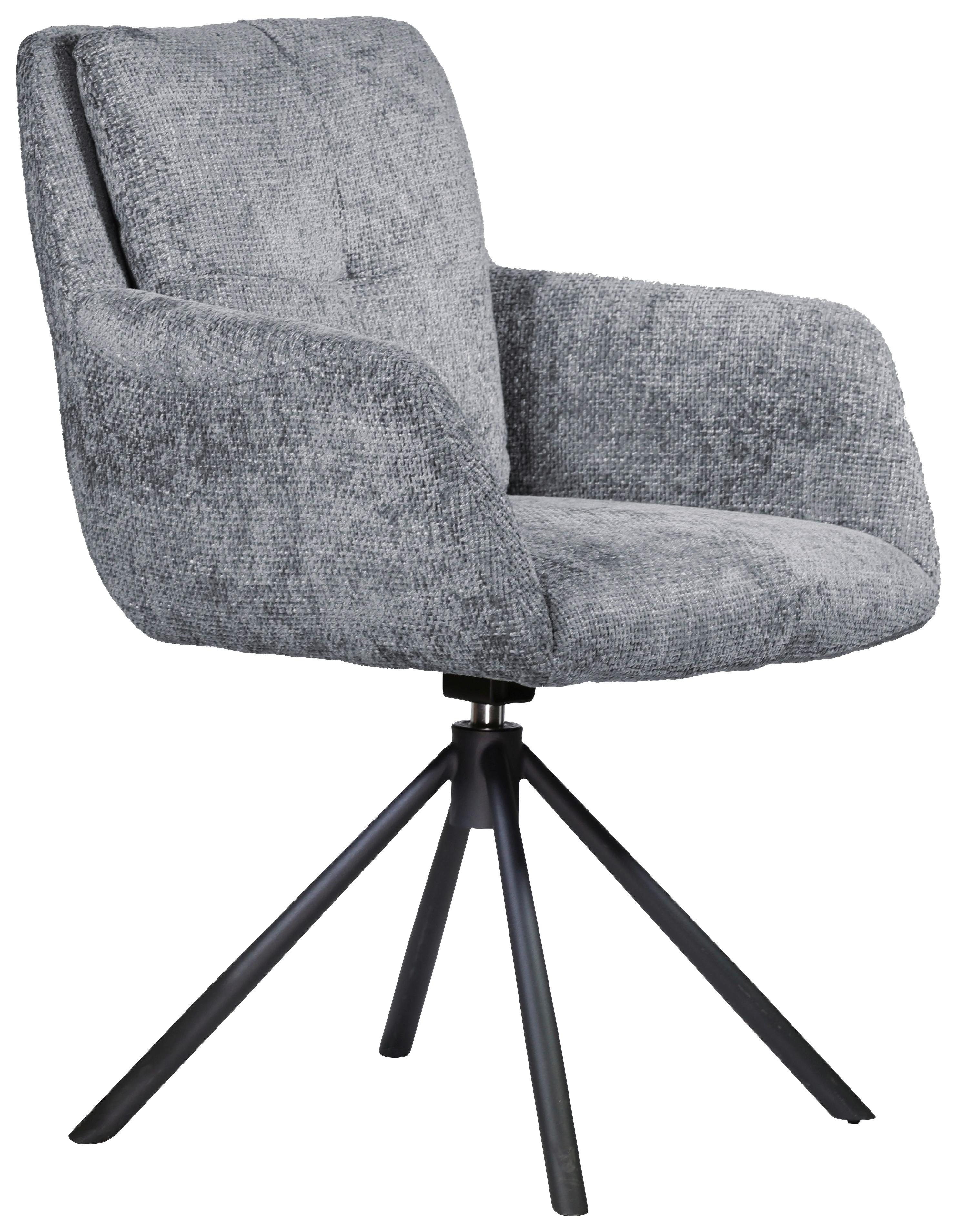 KRZESŁO Z PODŁOKIETNIKAMI JENNY - jasnoszary/czarny, Design, metal/tkanina (63/84/62,5cm) - Novel