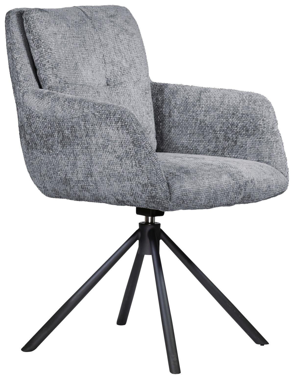 KRZESŁO Z PODŁOKIETNIKAMI JENNY - jasnoszary/czarny, Design, metal/tkanina (63/84/62,5cm) - Novel