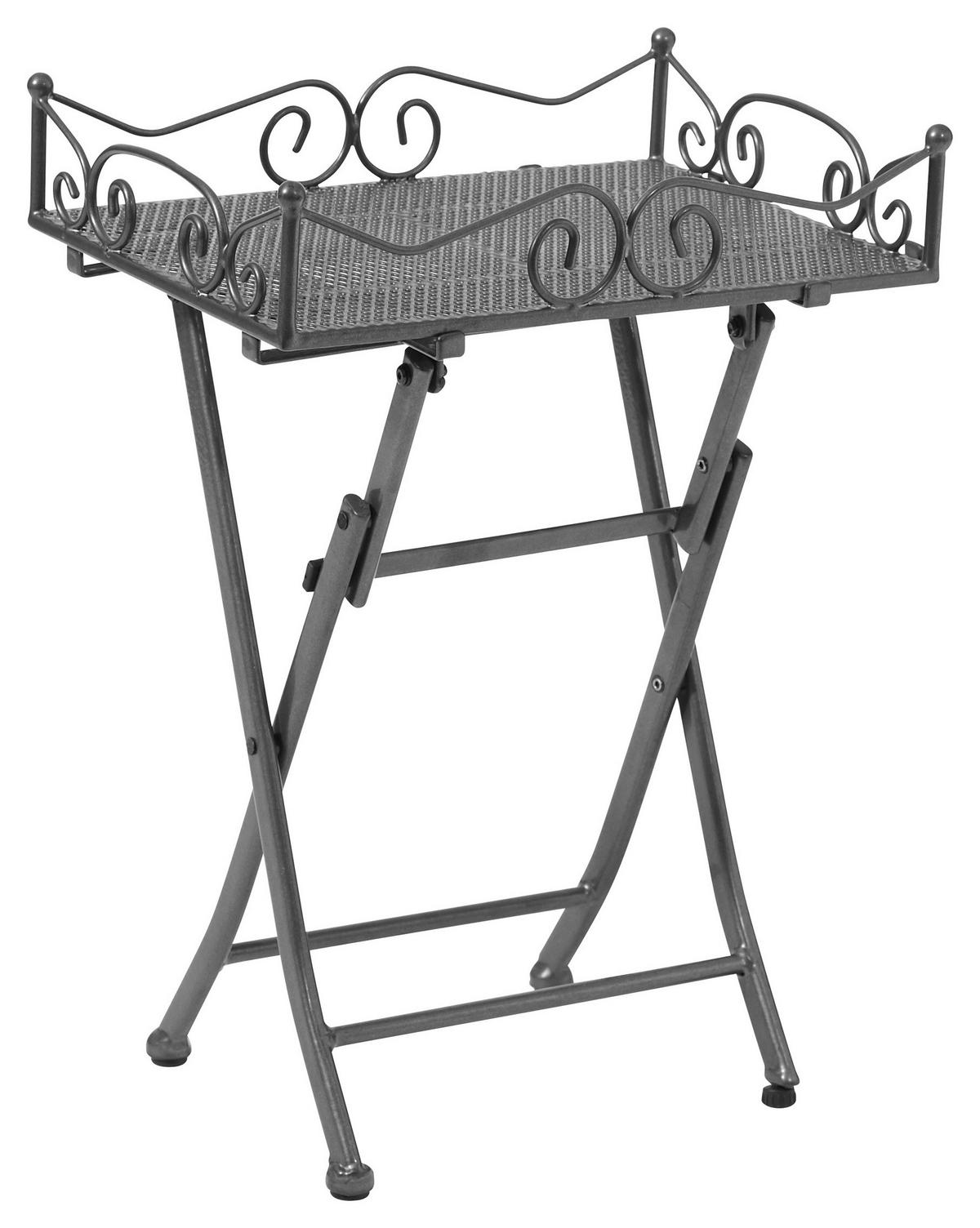 Gartenbeistelltisch Toulouse Grau klappbar ca. 51x36x69cm - Grau, Basics, Metall (51/36/69cm) - Gardenson