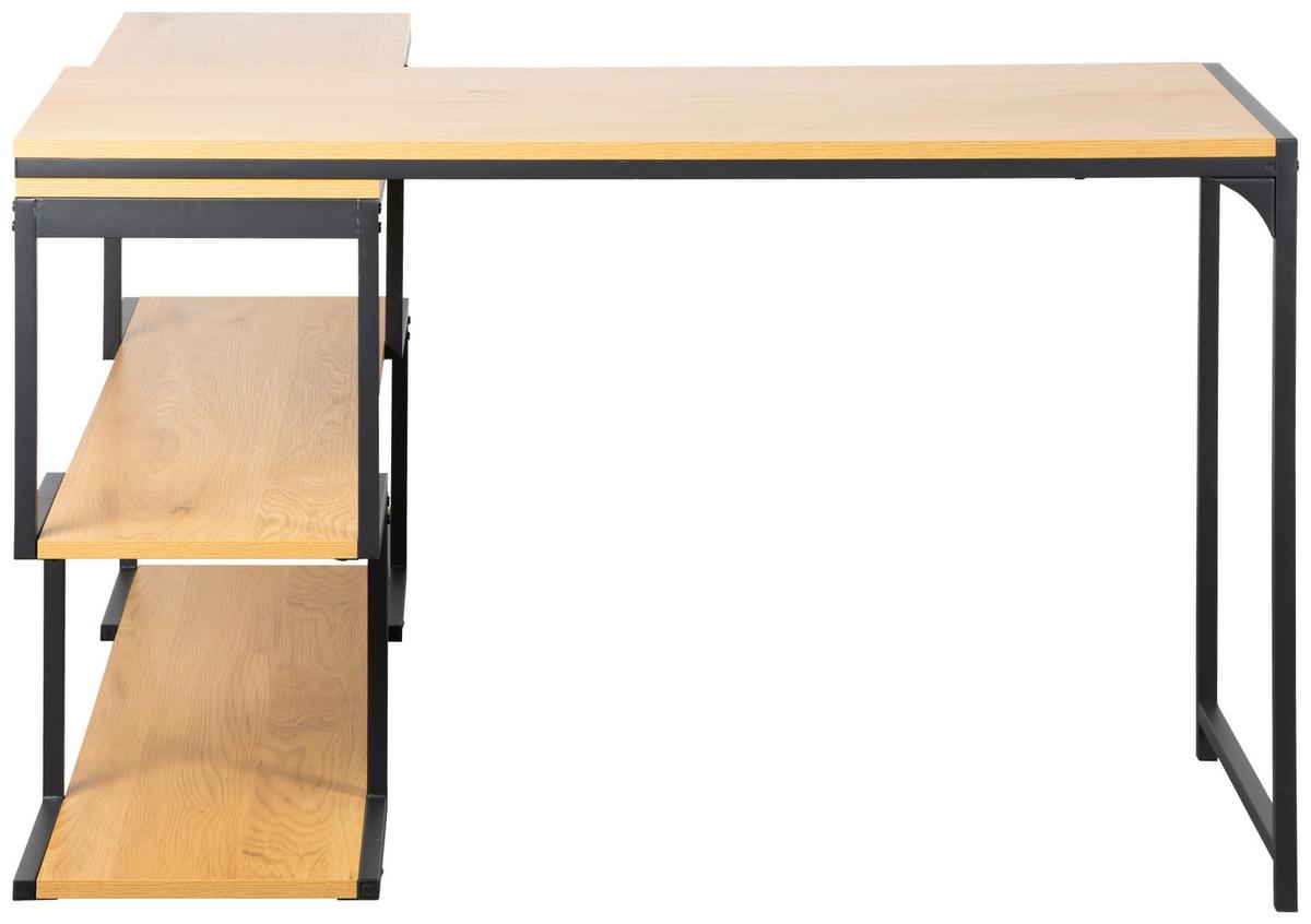 Masă de scris HENDRIK - culoare lemn stejar/negru, Modern, metal/material pe bază de lemn (120/76/120cm) - Modern Living