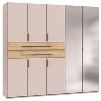 Kleiderschrank Lumio Eiche-/Silber-/Kaschmirfarben - Kaschmir/Silberfarben, KONVENTIONELL, Glas/Holzwerkstoff (225/208/58cm) - Modern Living