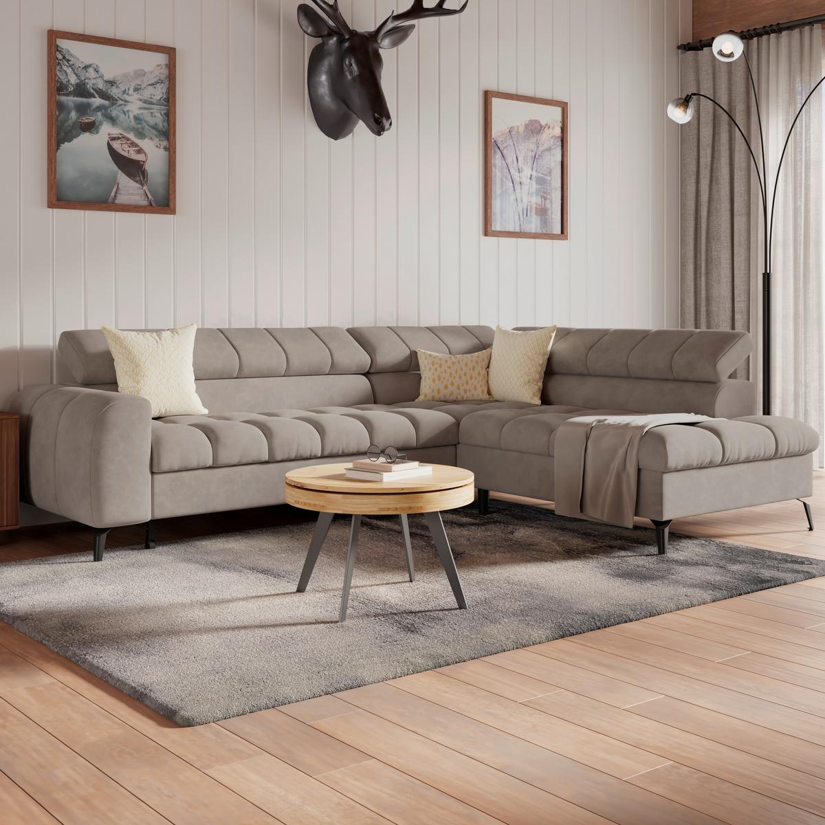 Kutna Garnitura Volf - siva/crna, Trend, tekstil/metal (261/203cm) - Modern Living