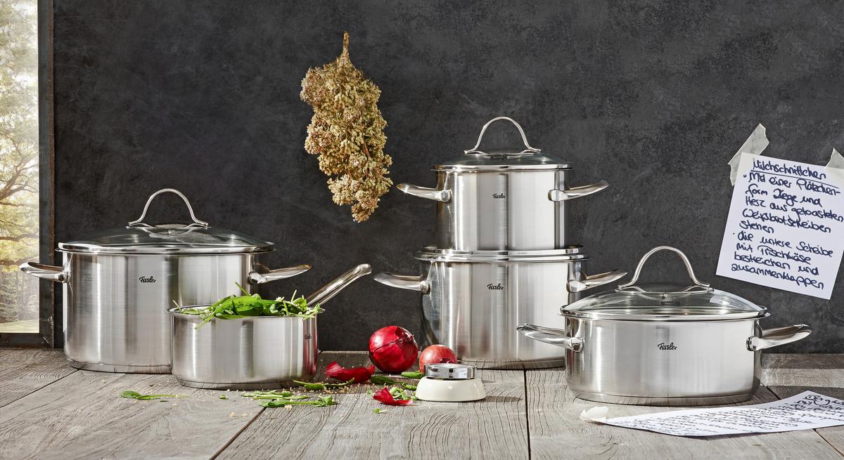 ZESTAW GARNKÓW 00211405000 FISSLER - kolor srebrny/przejrzysty, Basics, metal/szkło - Fissler