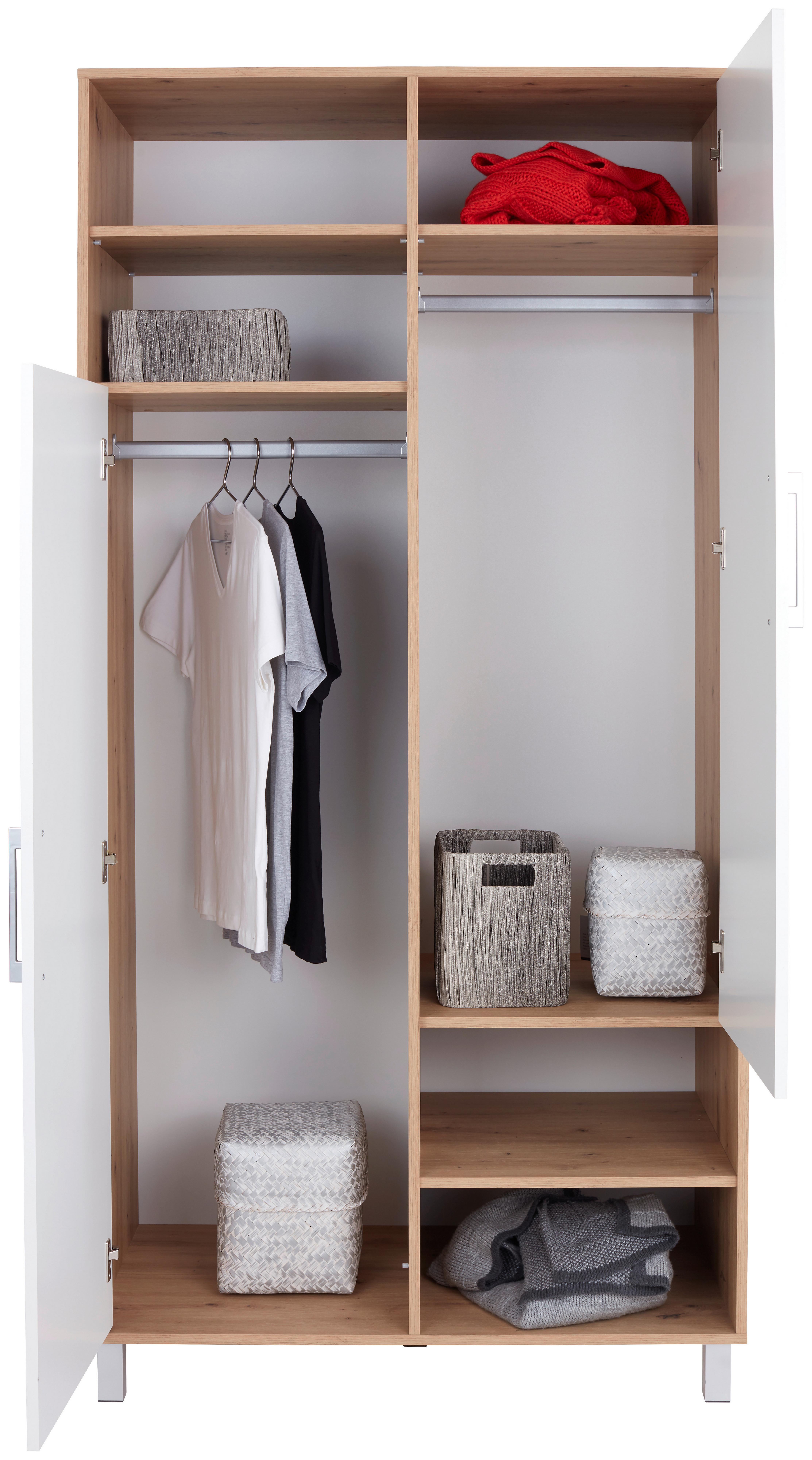 Ormar Za Odjeću Box - bijela/hrast Artisan, Moderno, drvni materijal/plastika (98/205/55cm) - Modern Living