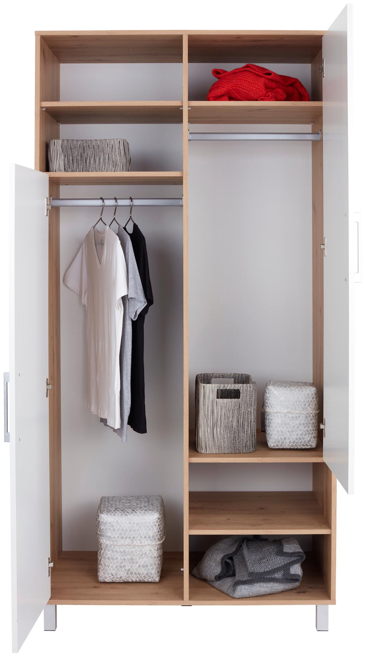 Ormar Za Odjeću Box - bijela/hrast Artisan, Moderno, drvni materijal/plastika (98/205/55cm) - Modern Living