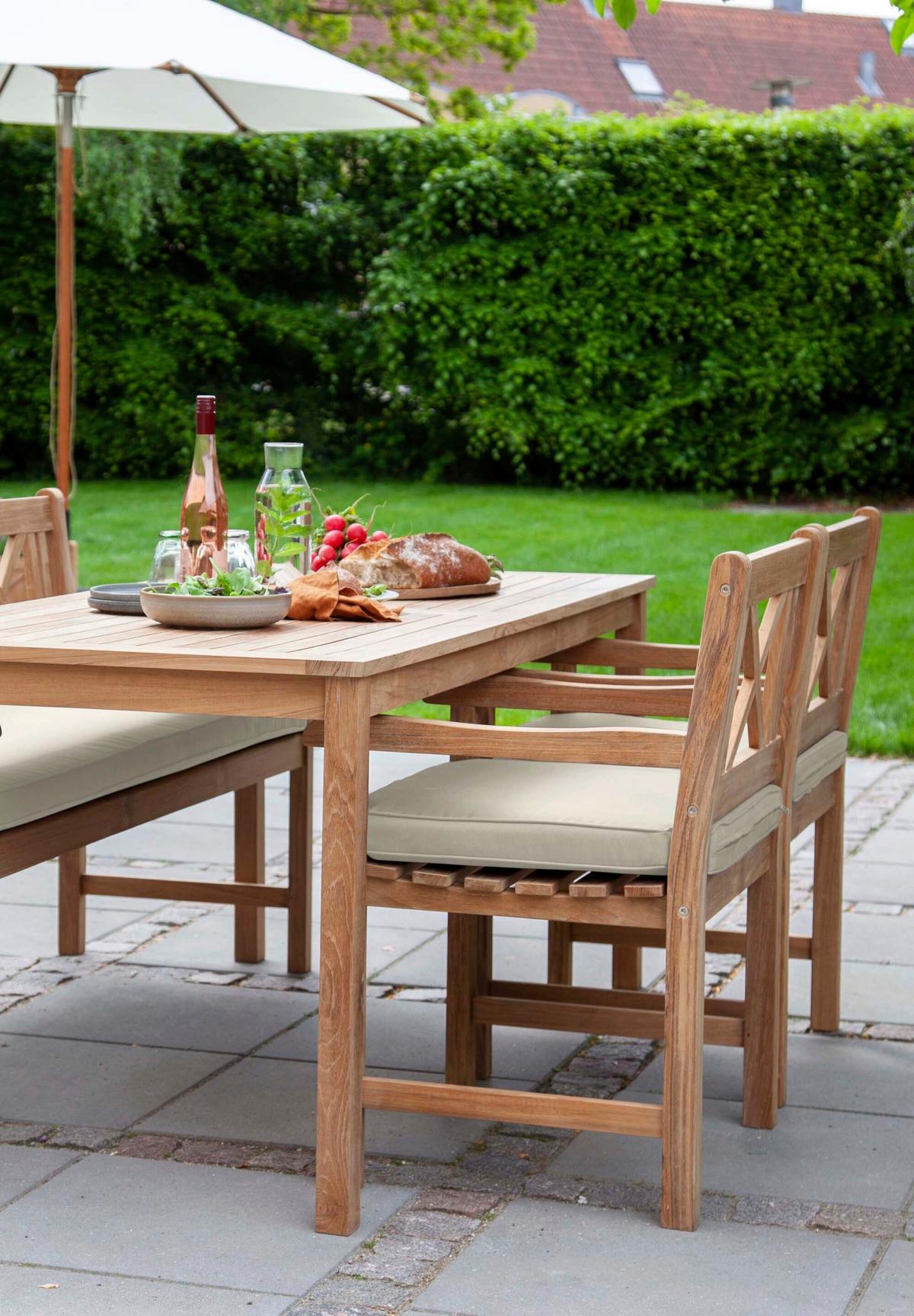 Bankauflage Rosenborg - Sandfarben, Natur, Kunststoff (150/5/58cm) - Gardenson