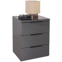 Nachtkästchen Mundi Grau Hochglanz - Grau Hochglanz/Anthrazit, Modern, Holzwerkstoff (49/63,5/40,4cm) - Mömax