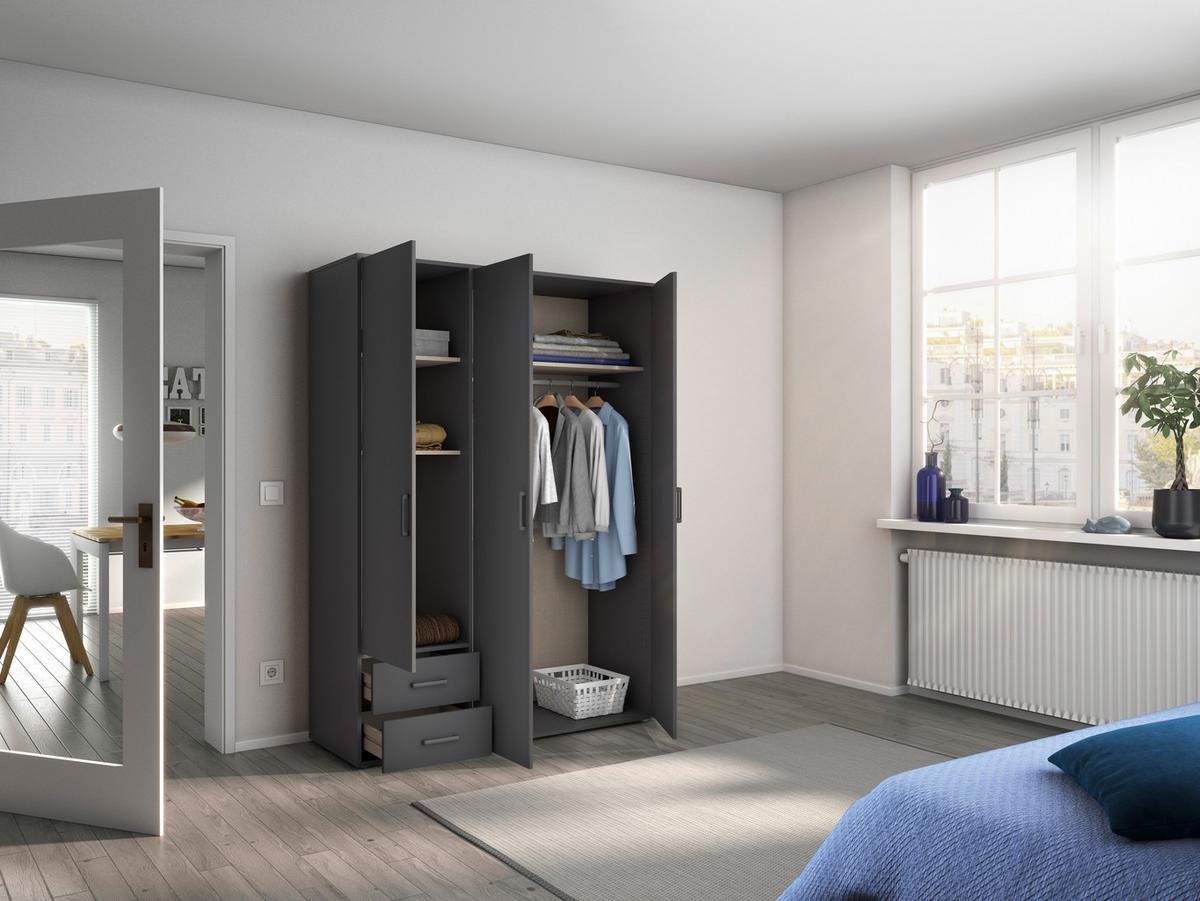 DULAP  USI ROTATIVE VOYAGER - gri, Modern, material pe bază de lemn (140/194/53cm) - Modern Living