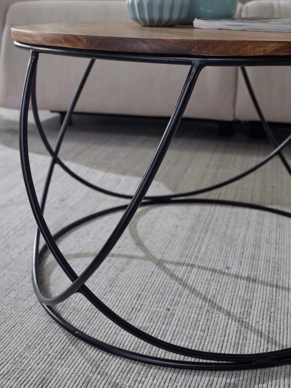 COUCHTISCH WL6.171 - Sheeshamfarben/Schwarz, KONVENTIONELL, Holz/Metall (60/60/40cm) - MID.YOU