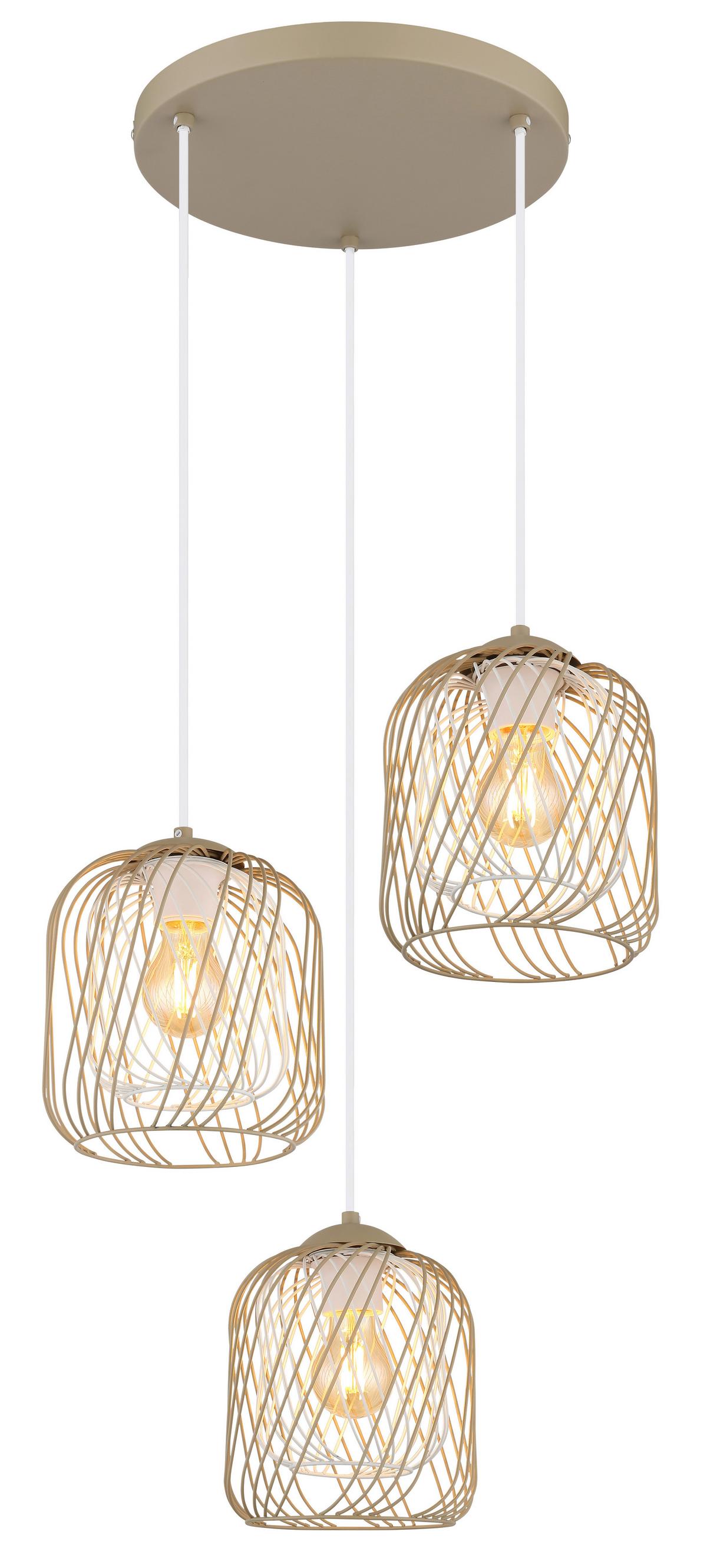 HÄNGELEUCHTE 15965-3HR DICHTI - Sandfarben/Weiss, Basics, Kunststoff/Metall (39,4/150cm) - Globo