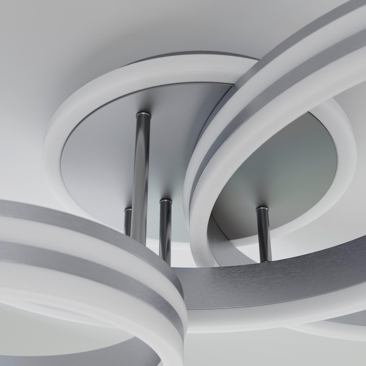 Stropna Led-svetilka Rubio, S Sijalko - siva/opal, Design, kovina/umetna masa (80/60/20cm)