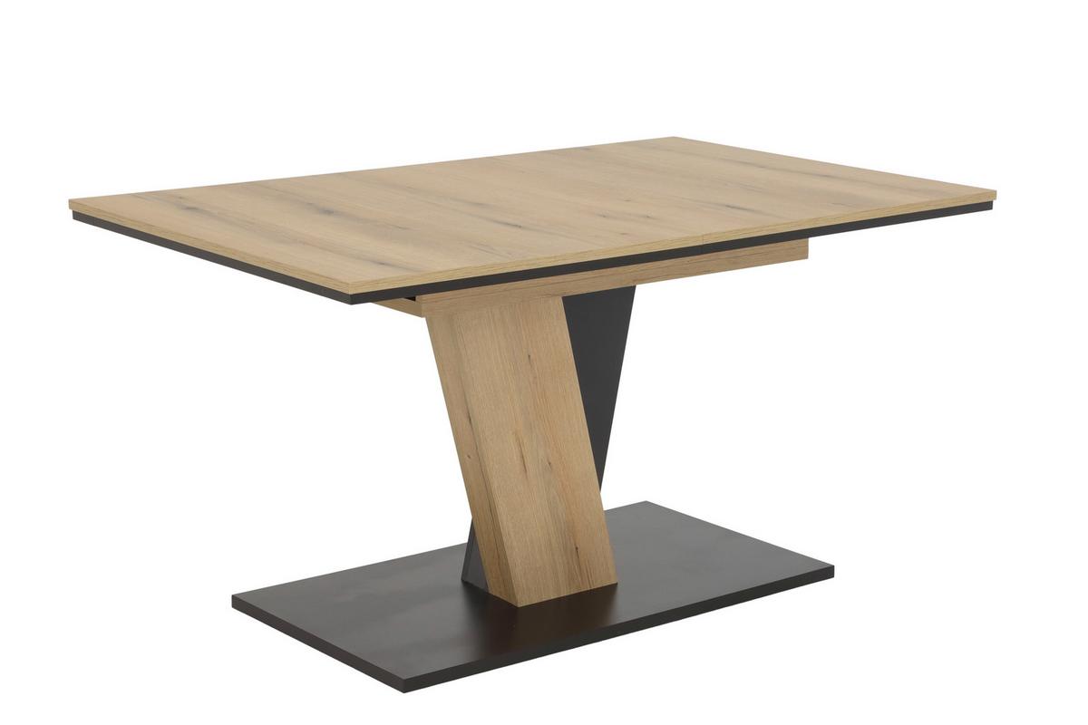 TISCHGRUPPE BEKE G - Eichefarben/Anthrazit, MODERN, Holzwerkstoff/Textil (140 - 180/76/90cm) - MID.YOU