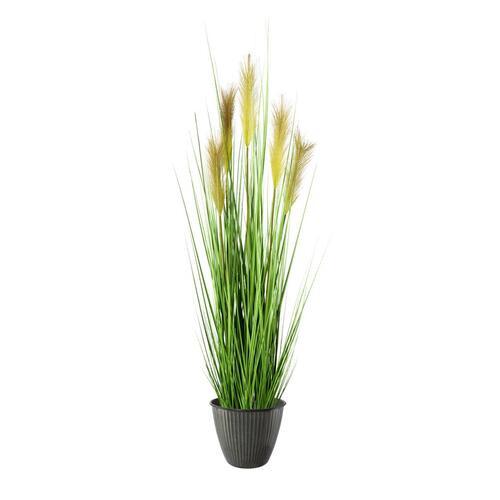 Dekogras Fleur mit Übertopf, ca. 110cm - Grün, MODERN, Kunststoff (110cm) - P & B