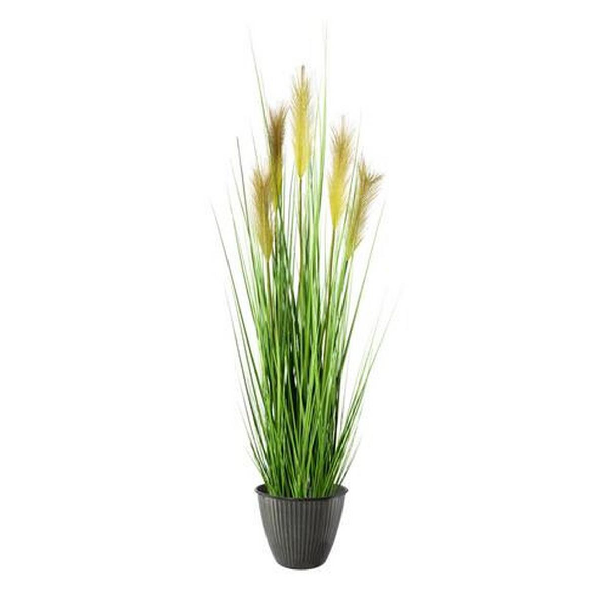 Dekogras Fleur mit Übertopf, ca. 110cm - Grün, MODERN, Kunststoff (110cm) - P & B