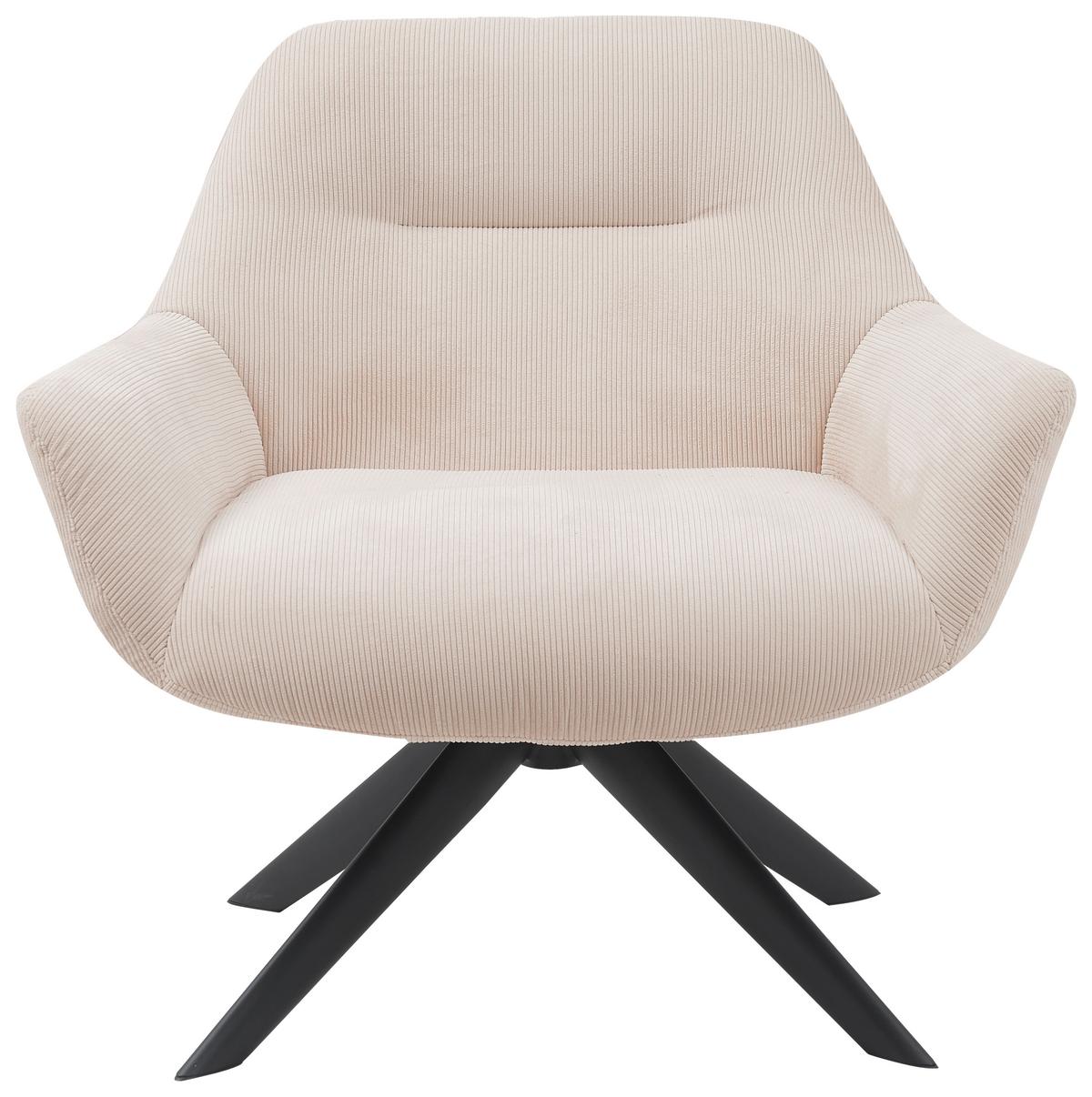 FOTEL ANSGAR - kremowy/czarny, Modern, metal/tkanina (78/78/75cm) - MID.YOU