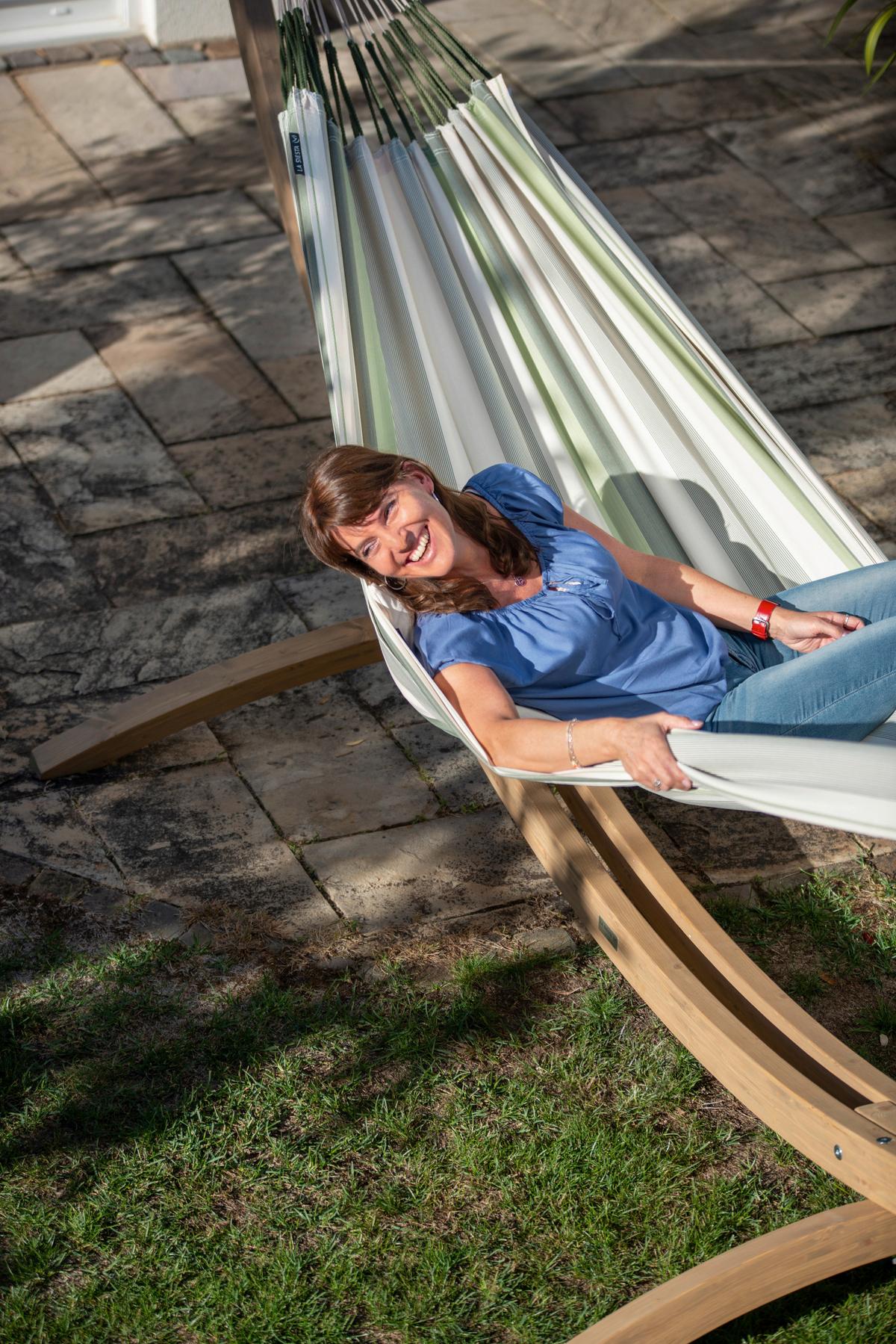 Hängematte Classic Double Hammock Outdoor Weiß/Grün - Weiß/Hellgrün, KONVENTIONELL, Textil (160/350cm) - La Siesta