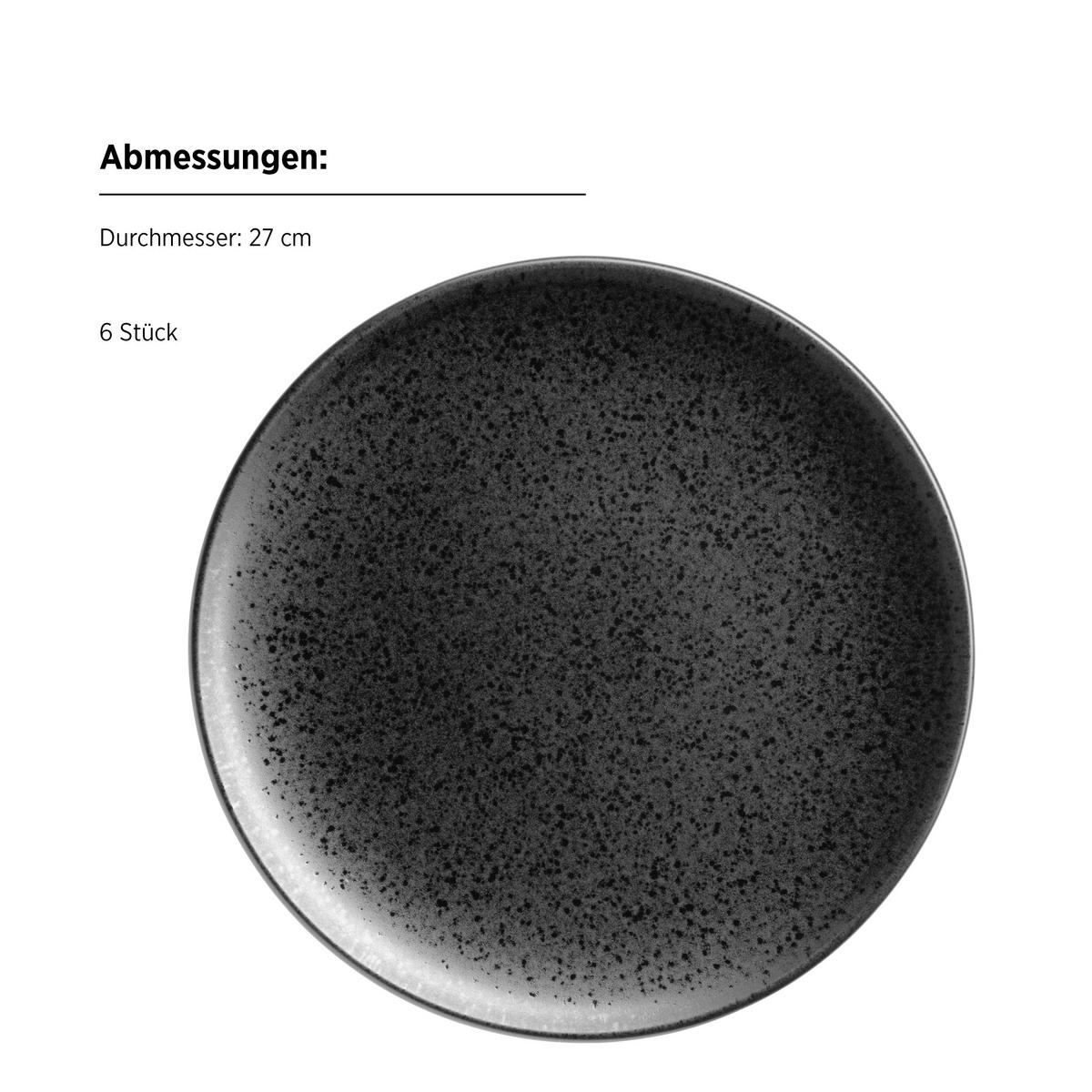 SPEISETELLERSET 935545 ESSENTIAL TELLERSET - Schwarz, Basics, Keramik (27/2,3cm) - Mäser