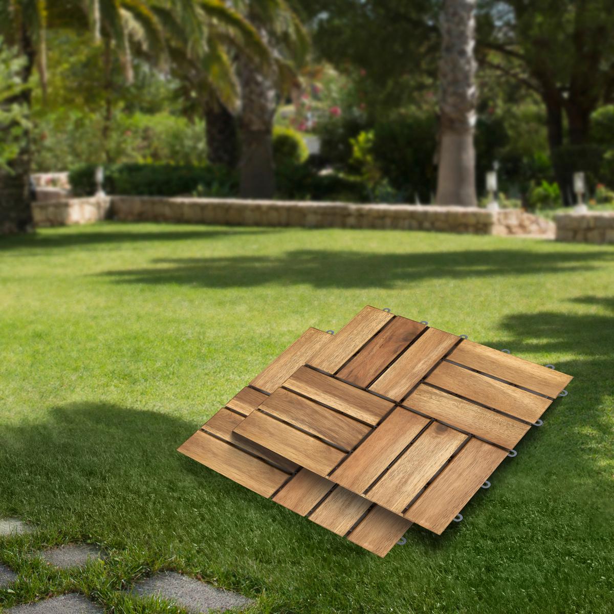 PŁYTKA TARASOWA AKAZIE QUATTRO - kolor akacjowy/brązowy, Konventionell, tworzywo sztuczne/drewno (30/30/2,4cm) - Ambia Garden