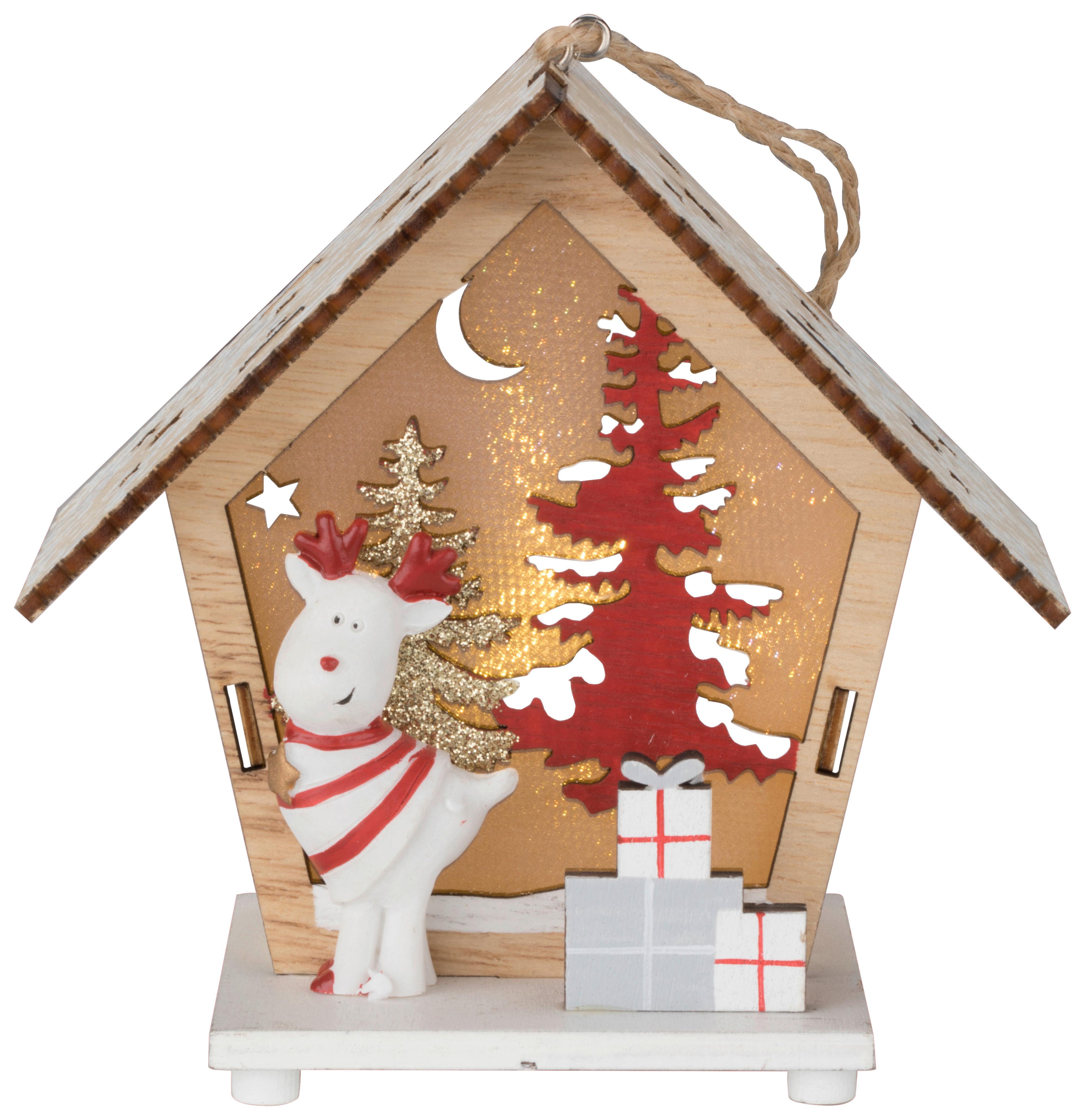 Led-dekoleuchte Heloi In Multicolor - Weiss/Rot, Konventionell, Holz (11,5cm) - Modern Living