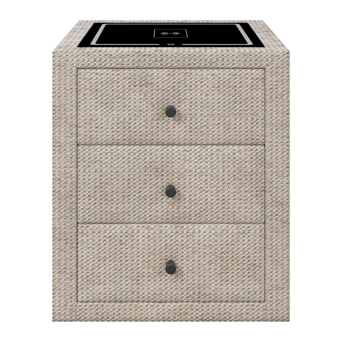 Noćni Stočić Brisbane Ii - bež/crna, Trendi, staklo/tekstil (49,5/56,5/46cm) - Premium Living