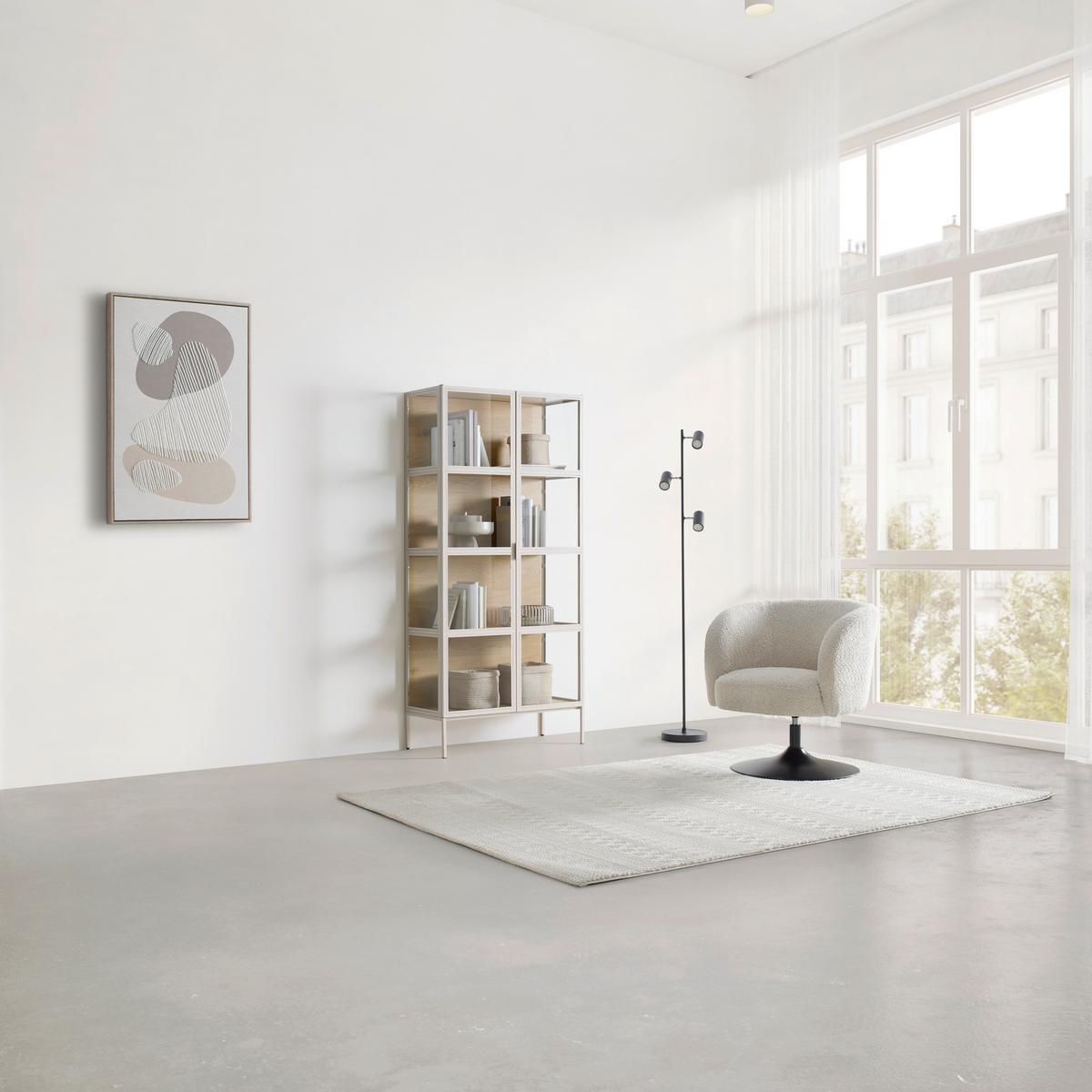 Vitrine Amy Eichefarben/Beige - Eichefarben/Beige, Modern, Glas/Holzwerkstoff (80/172/35cm) - Mömax