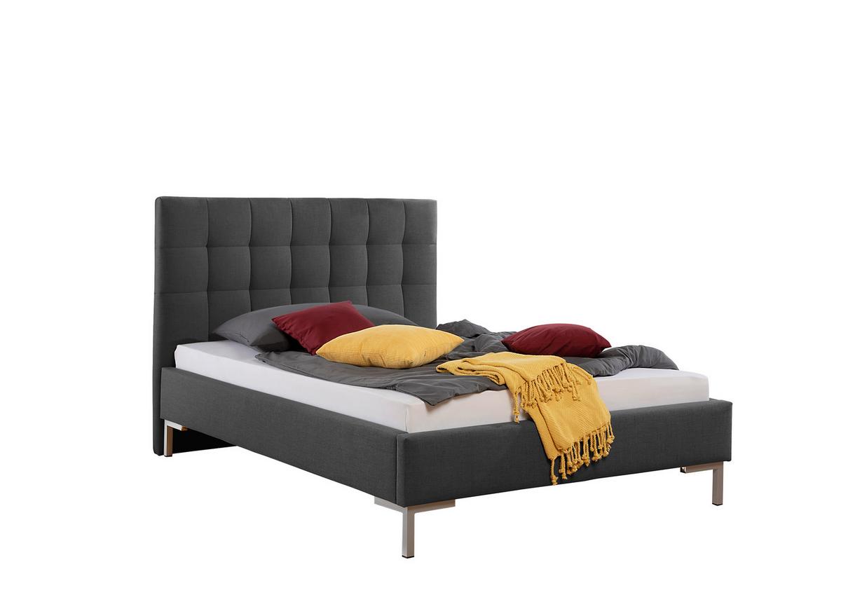 Polsterbett Maurizio Anthrazit ca. 140x200 cm - Anthrazit/Silberfarben, MODERN, Textil/Metall (140/200cm) - Livetastic