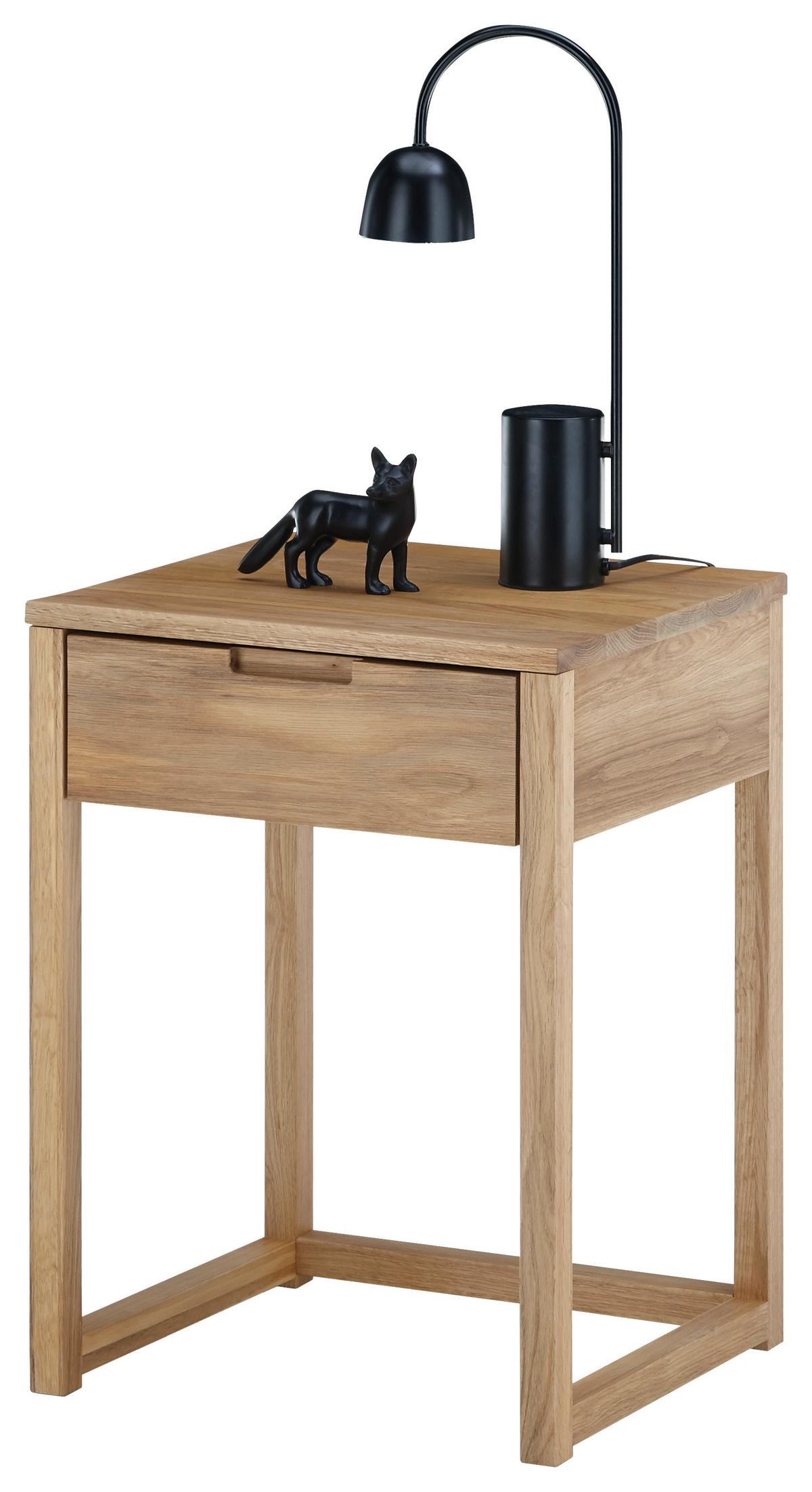SZAFKA NOCNA JALAPA - kolor dębowy, Basics, drewno (45/60/40cm)