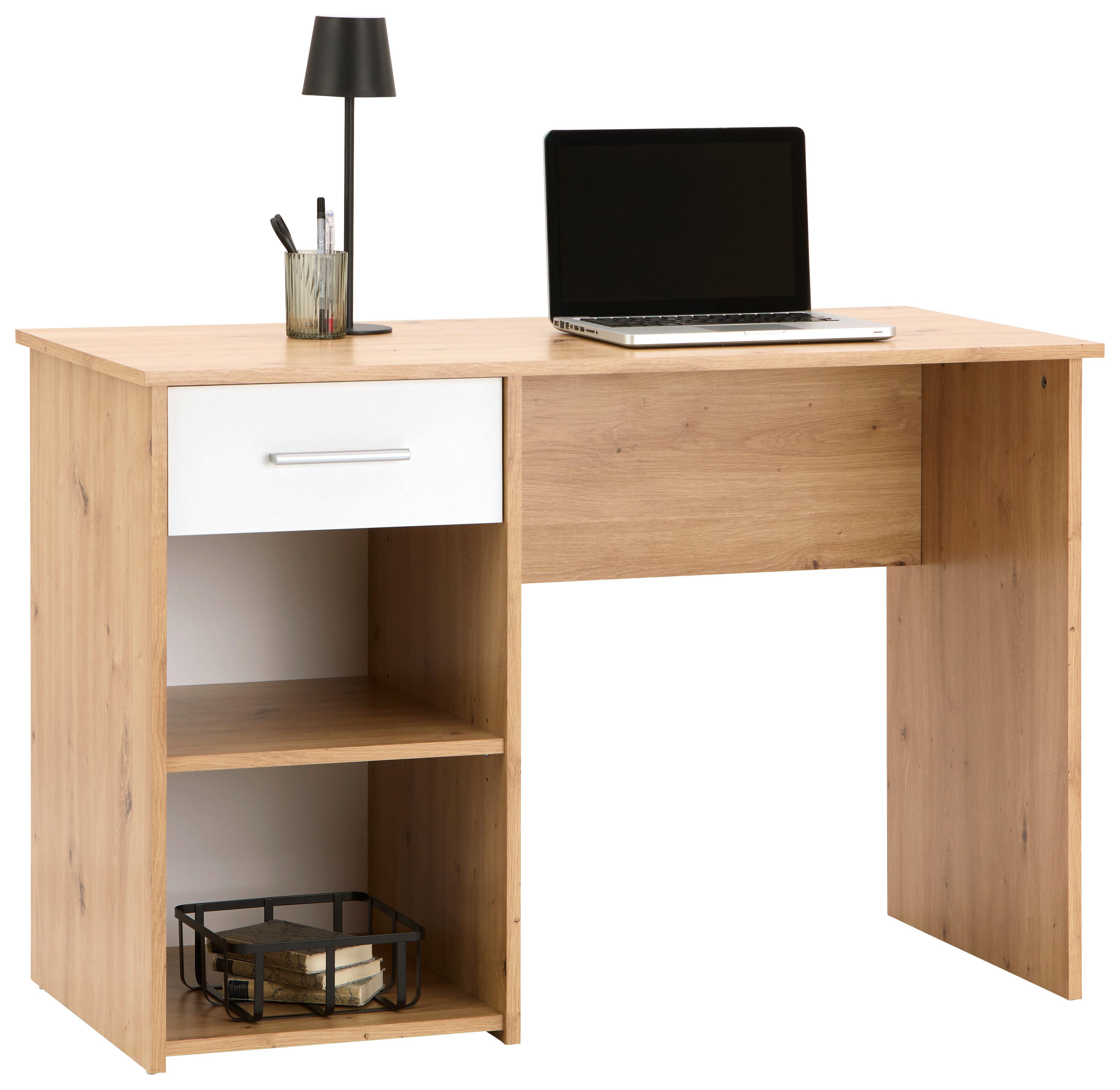 Radni Stol Kubek 2 - bijela/boje hrasta, Moderno, drvni materijal (110/75/50cm) - Best Price