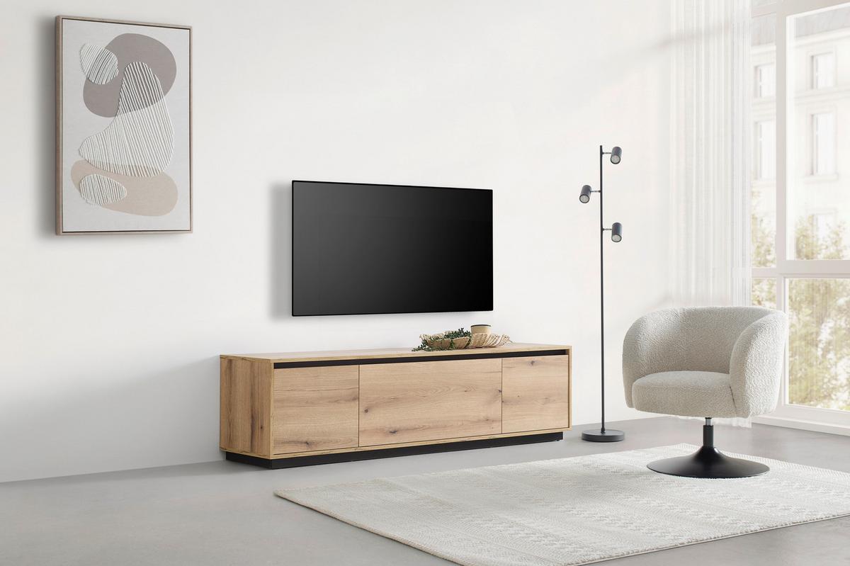 Tv Komoda Puro - boje hrasta/crna, Moderno, drvni materijal (180/48/42cm) - Modern Living