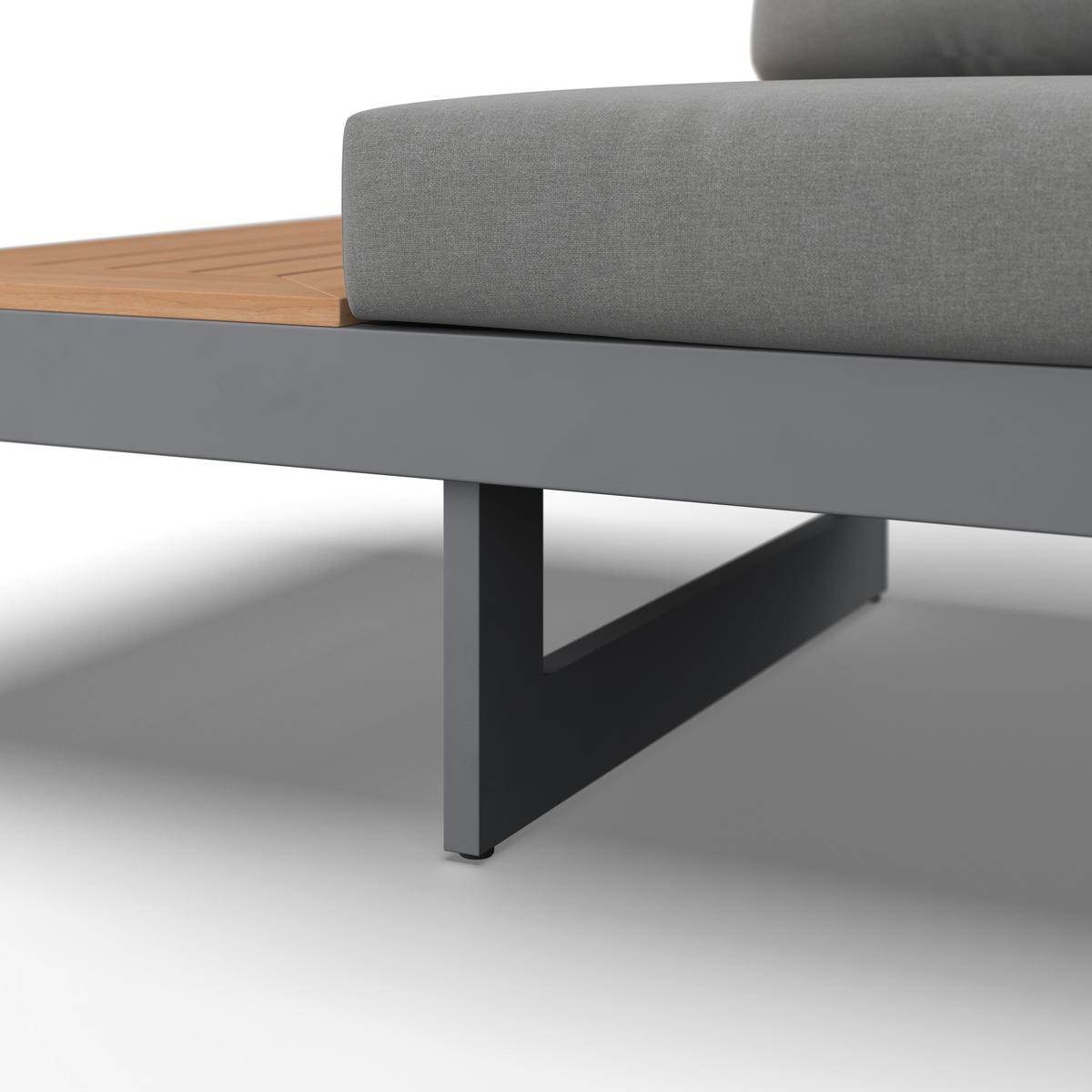 Loungegarnitur Sabrina Grau Metall/Outdoorstoff +Abdeckung - Dunkelgrau/Naturfarben, MODERN, Kunststoff/Textil (232/79/78cm) - Bessagi Garden