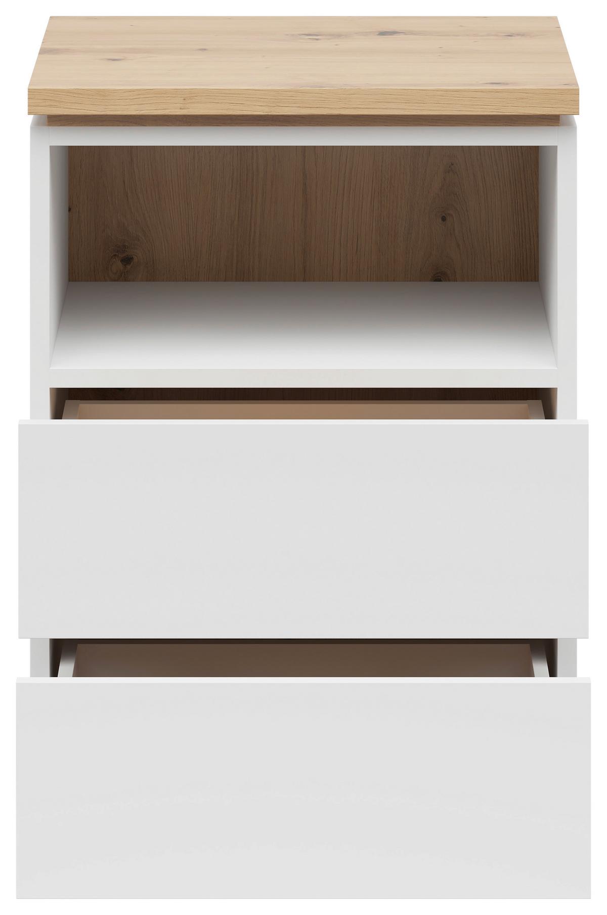 SZAFKA NOCNA YAMAEL - biały/czarny, Modern, materiał drewnopochodny (45/63/42cm) - Xora