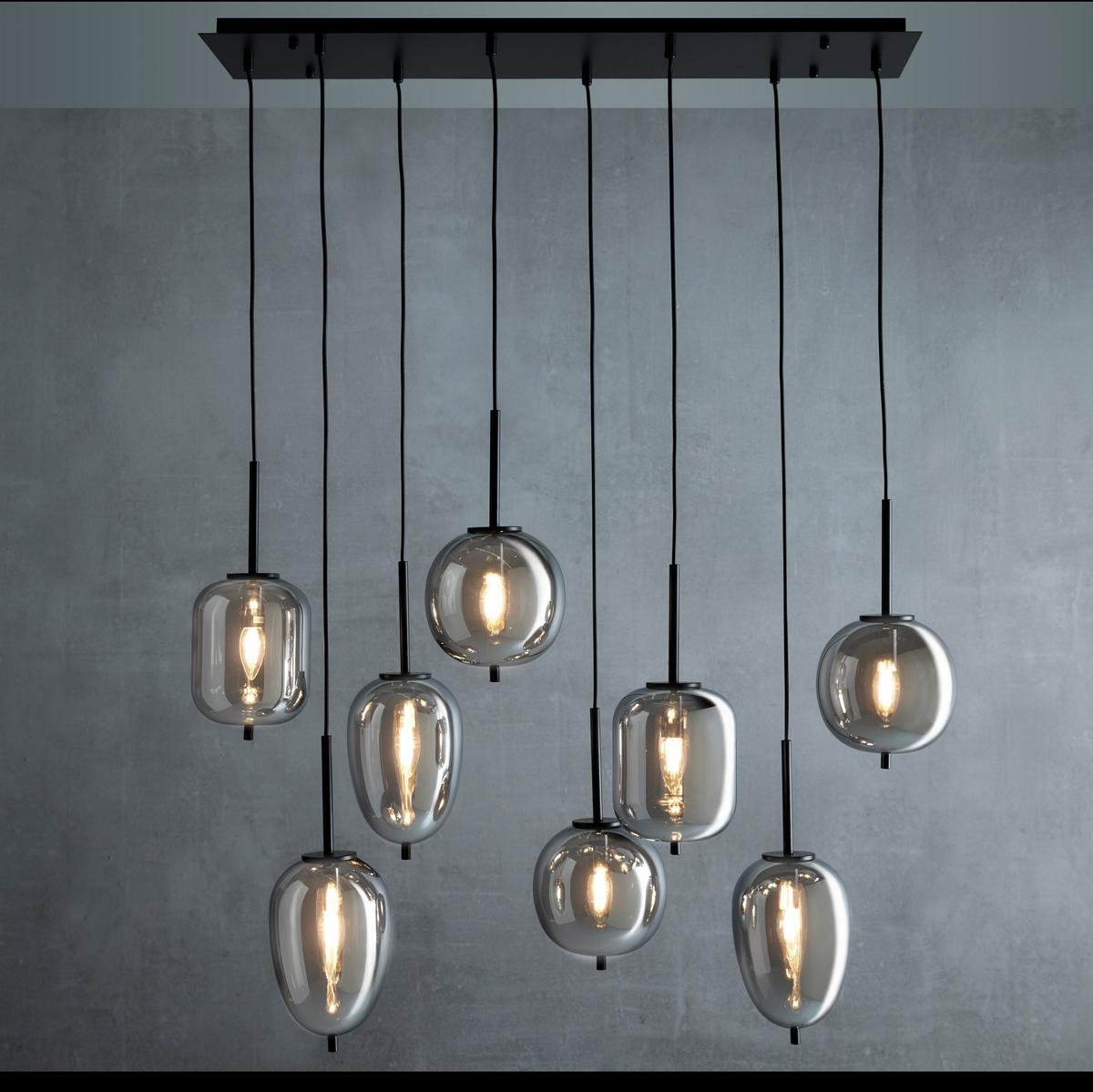 Hängeleuchte Blacky in Grau/Schwarz max. 40 Watt - Schwarz/Grau, MODERN, Glas/Metall (94/34/120cm)