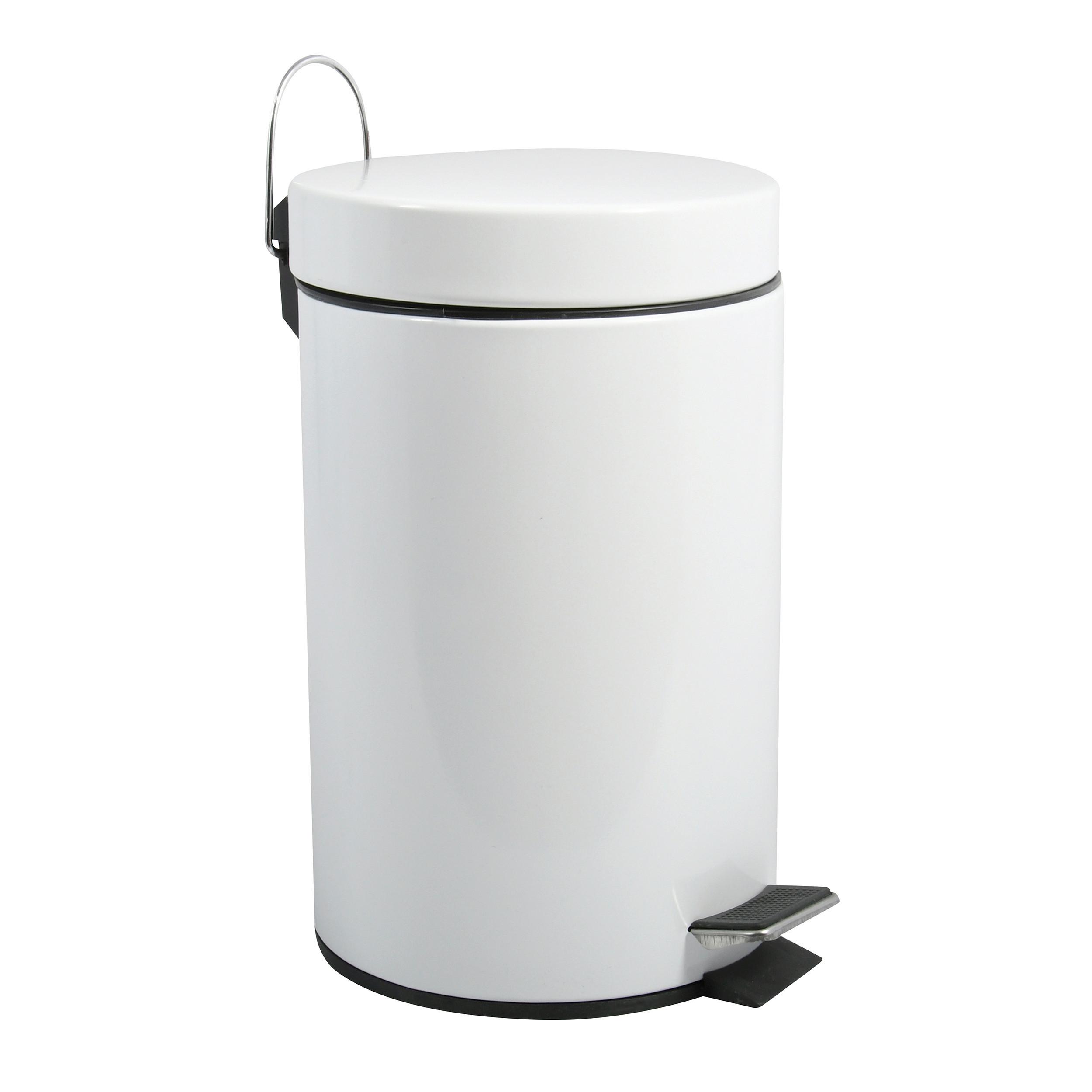 KOSZ NA ŚMIECI Z PEDAŁEM TRETEIMER STAHL WEIß 12 LITER - biały/czarny, Basics, tworzywo sztuczne/metal (25/40.4/25cm) - Spirella