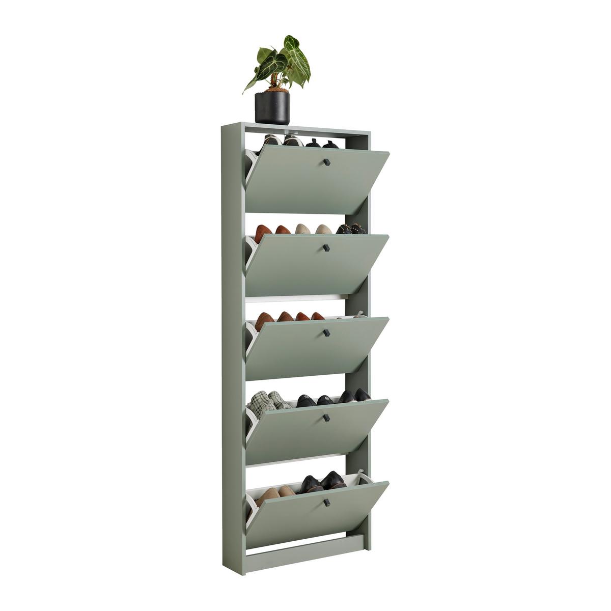 Schuhkipper Flap in Mintgrün - Schwarz/Mintgrün, MODERN, Holzwerkstoff/Metall (60/168/16cm) - Mömax