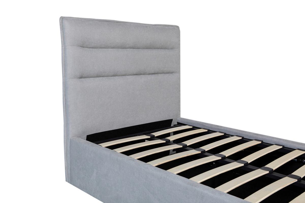 Polsterbett Sienna Hellgrau ca. 90x200cm - Hellgrau/Schwarz, LIFESTYLE, Holz/Kunststoff (90/200cm) - Based