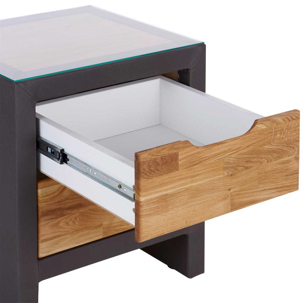 Noćni Ormarić Chicago - boje hrasta/antracit, Konvencionalno, drvo/tekstil (55/60/45cm) - Premium Living