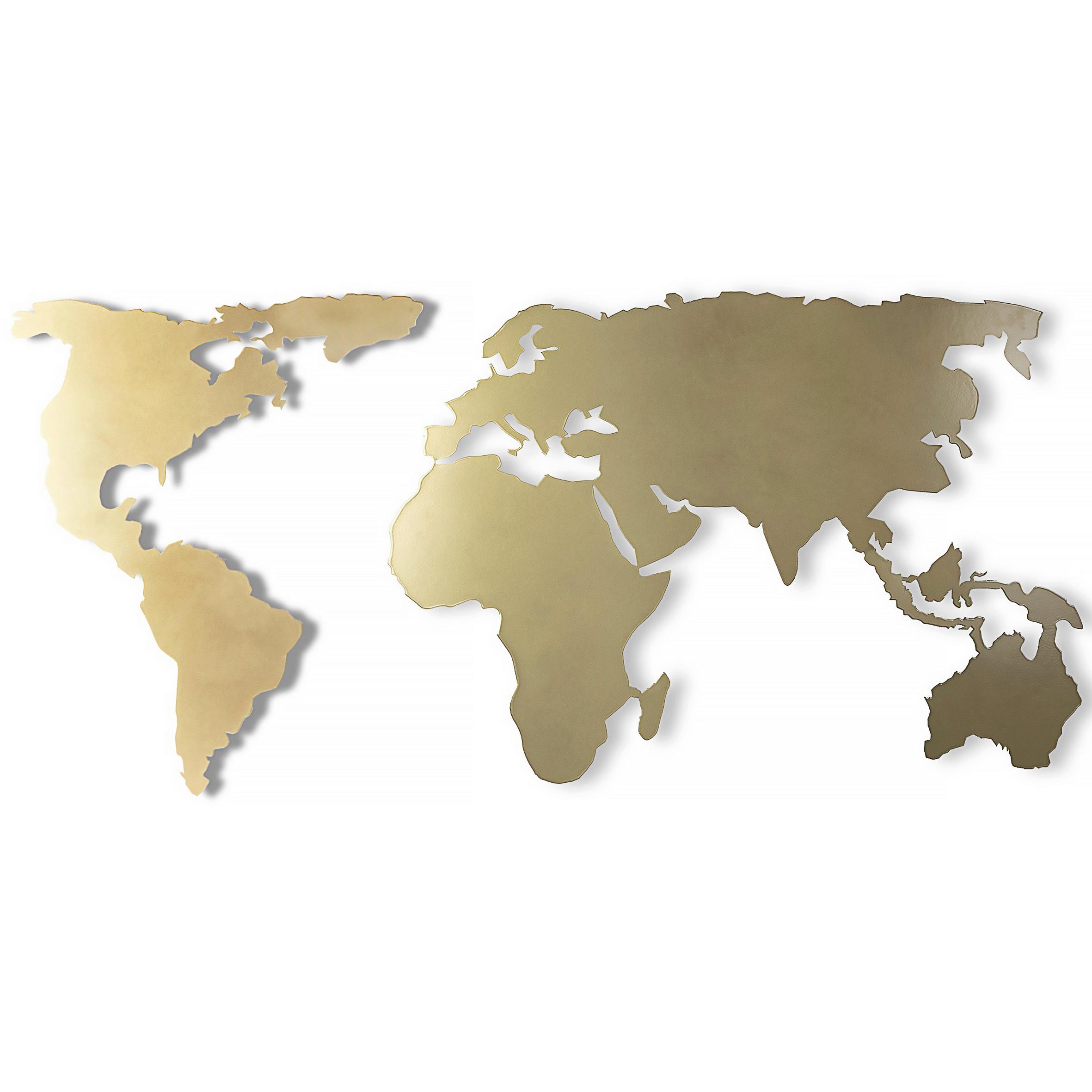 OBRAZ METALOWY WORLD MAP SILHOUETTE - GOLD - kolor złoty, Basics, metal (60/120cm)
