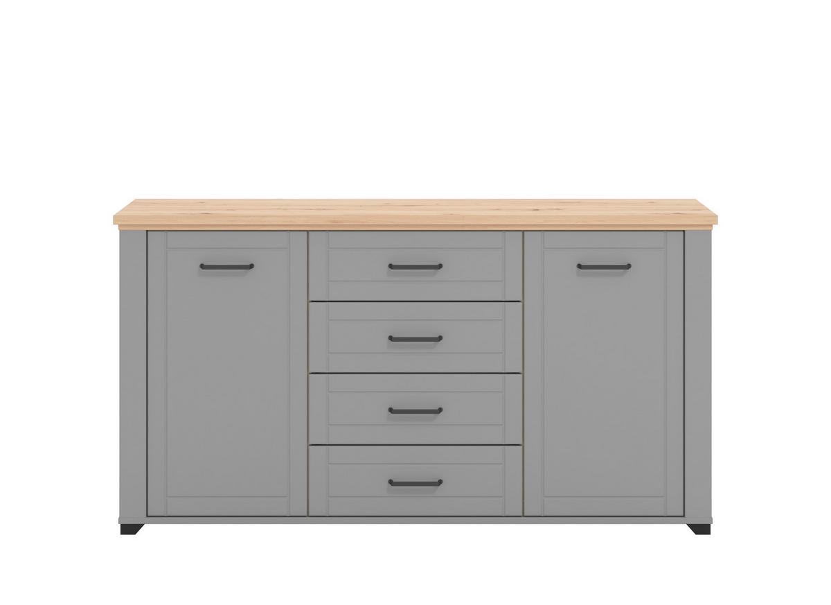 Komód Valencia - grafitszürke/fekete, Basics, műanyag/faalapú anyag (161/85,5/41cm)