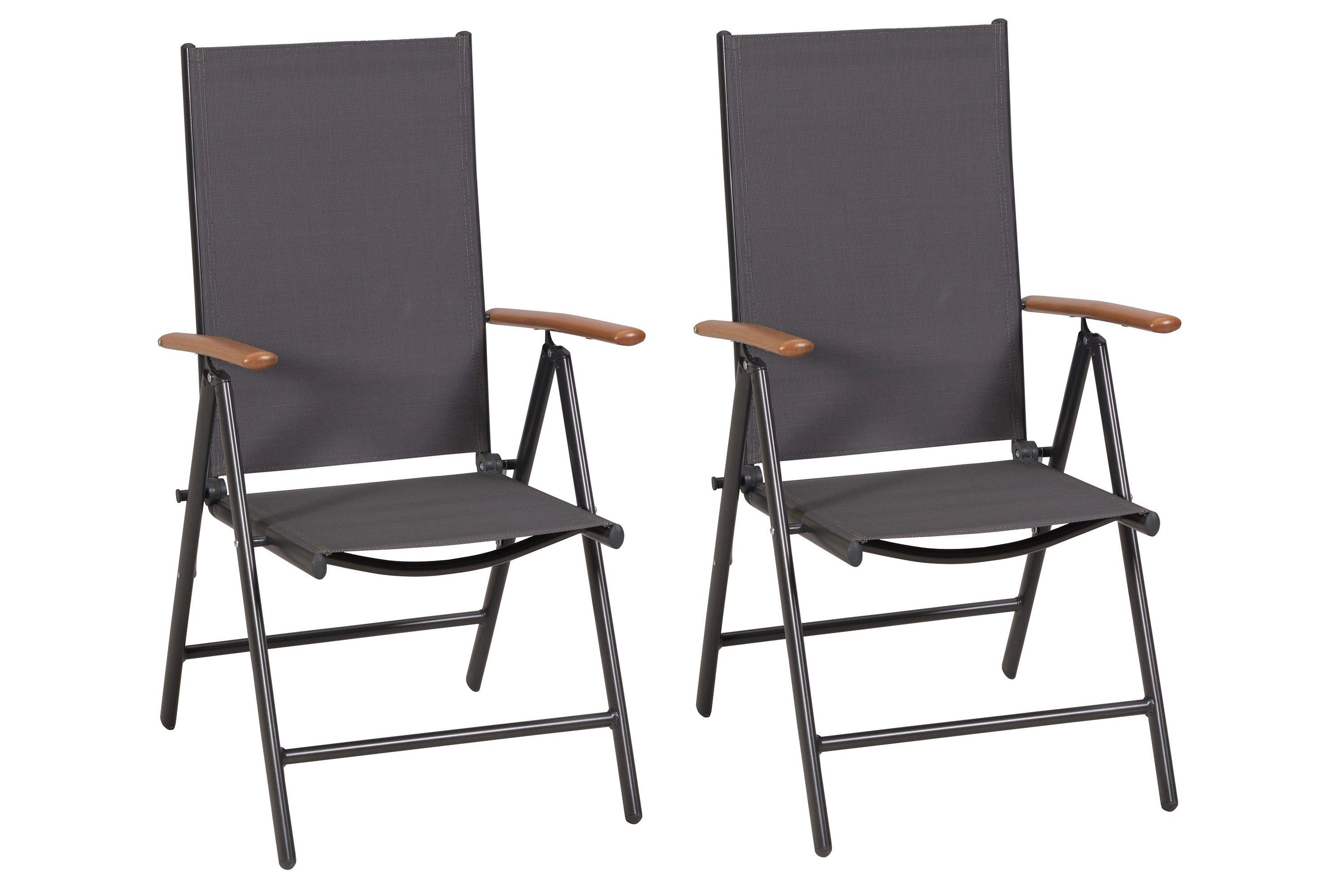 Gartenstuhl-Set Valenza 2-tlg. Graphitfarben - Graphitfarben/Naturfarben, KONVENTIONELL, Textil/Metall (57,5/105/66cm) - Gardenson