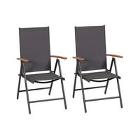 Gartenstuhl-Set Valenza 2-tlg. Graphitfarben - Graphitfarben/Naturfarben, KONVENTIONELL, Textil/Metall (57,5/105/66cm) - Gardenson