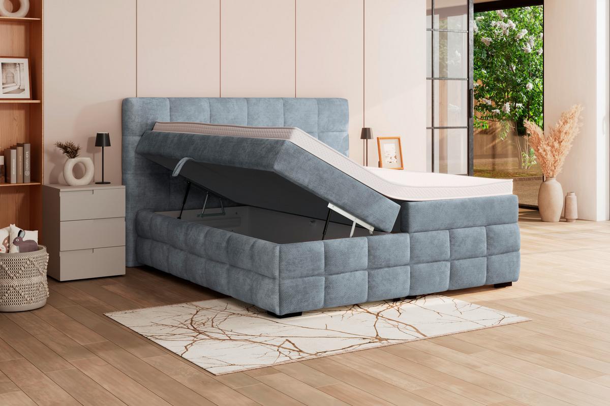 PAT BOX VEGA - albastru deschis/verde, Trend, lemn/textil (200/200cm) - Modern Living